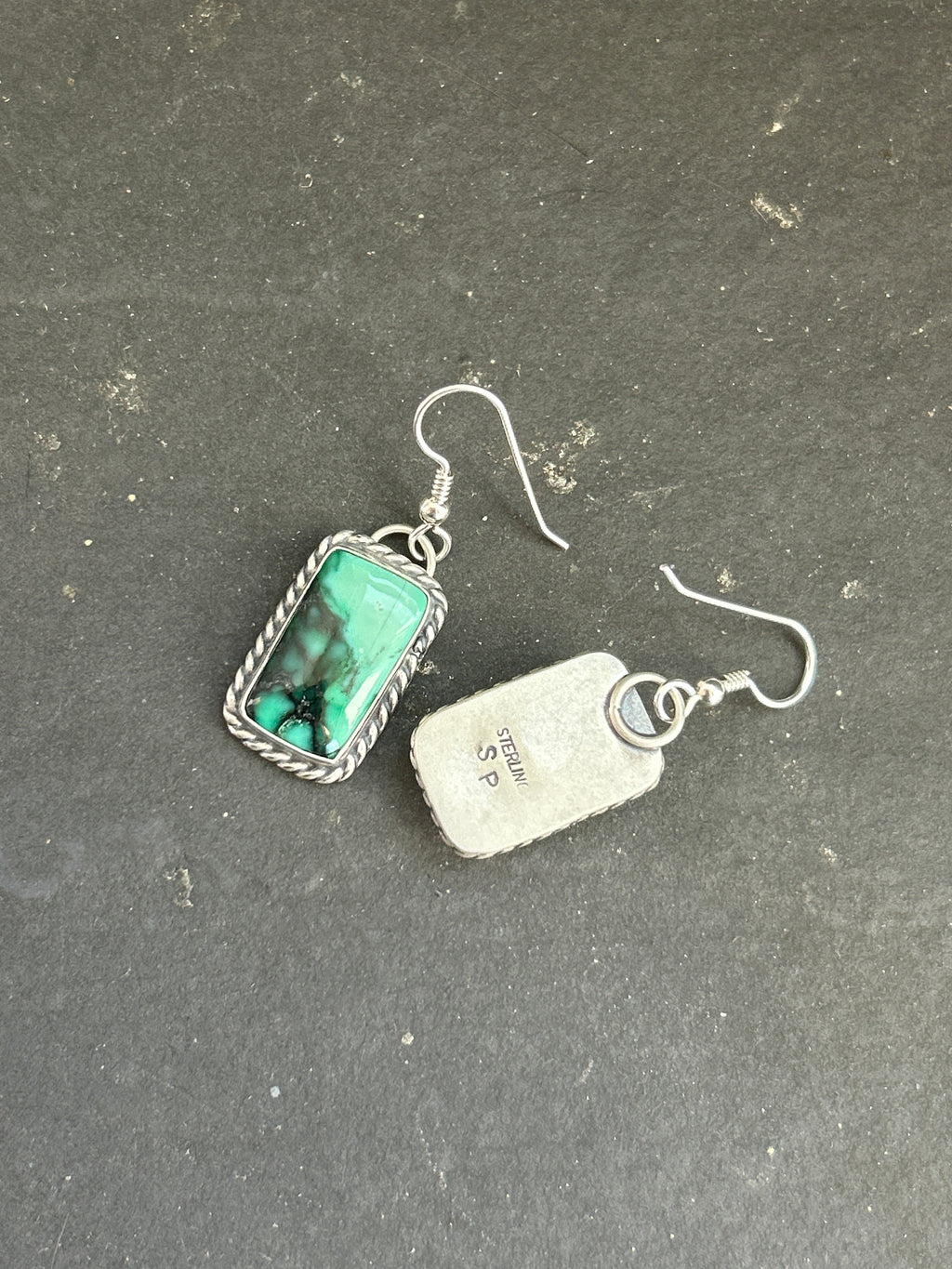 Emerald Rose Dangle Earrings Style #2