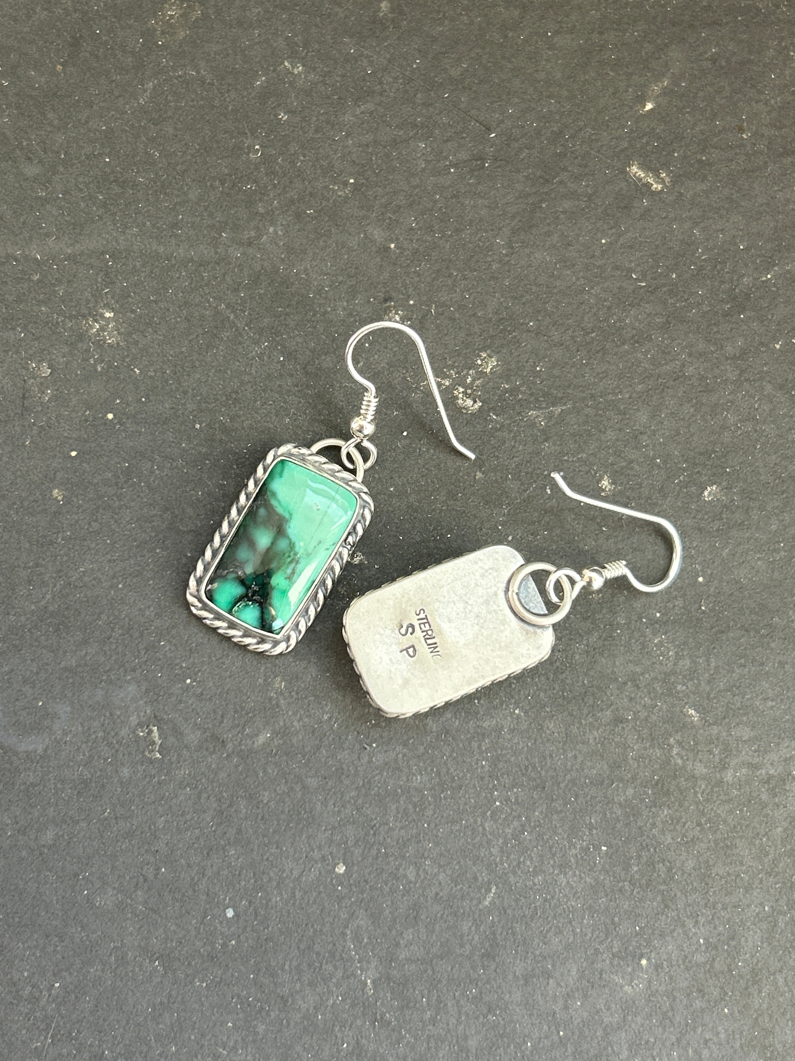 Emerald Rose Dangle Earrings Style #2
