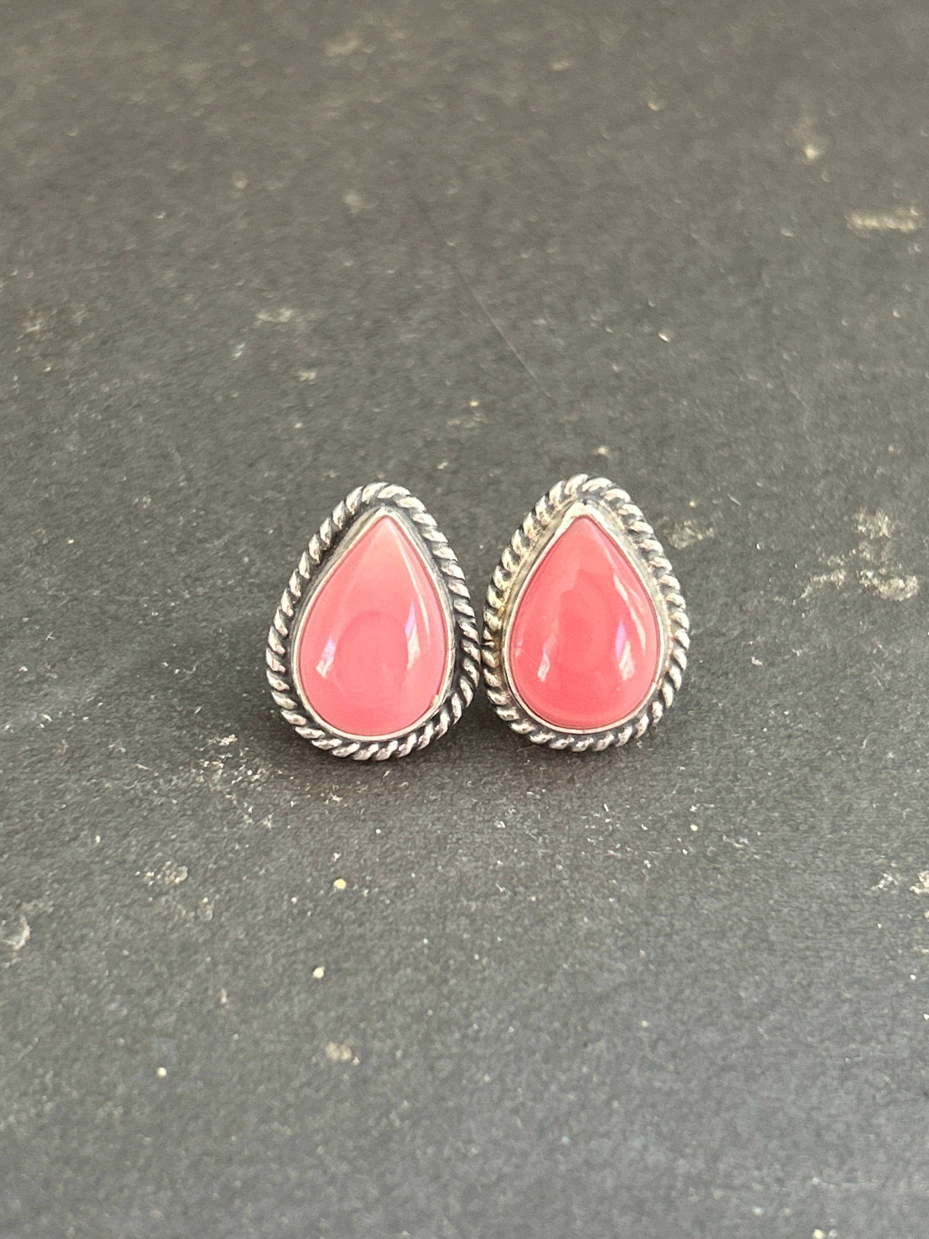 Pink Conch Stud Earrings