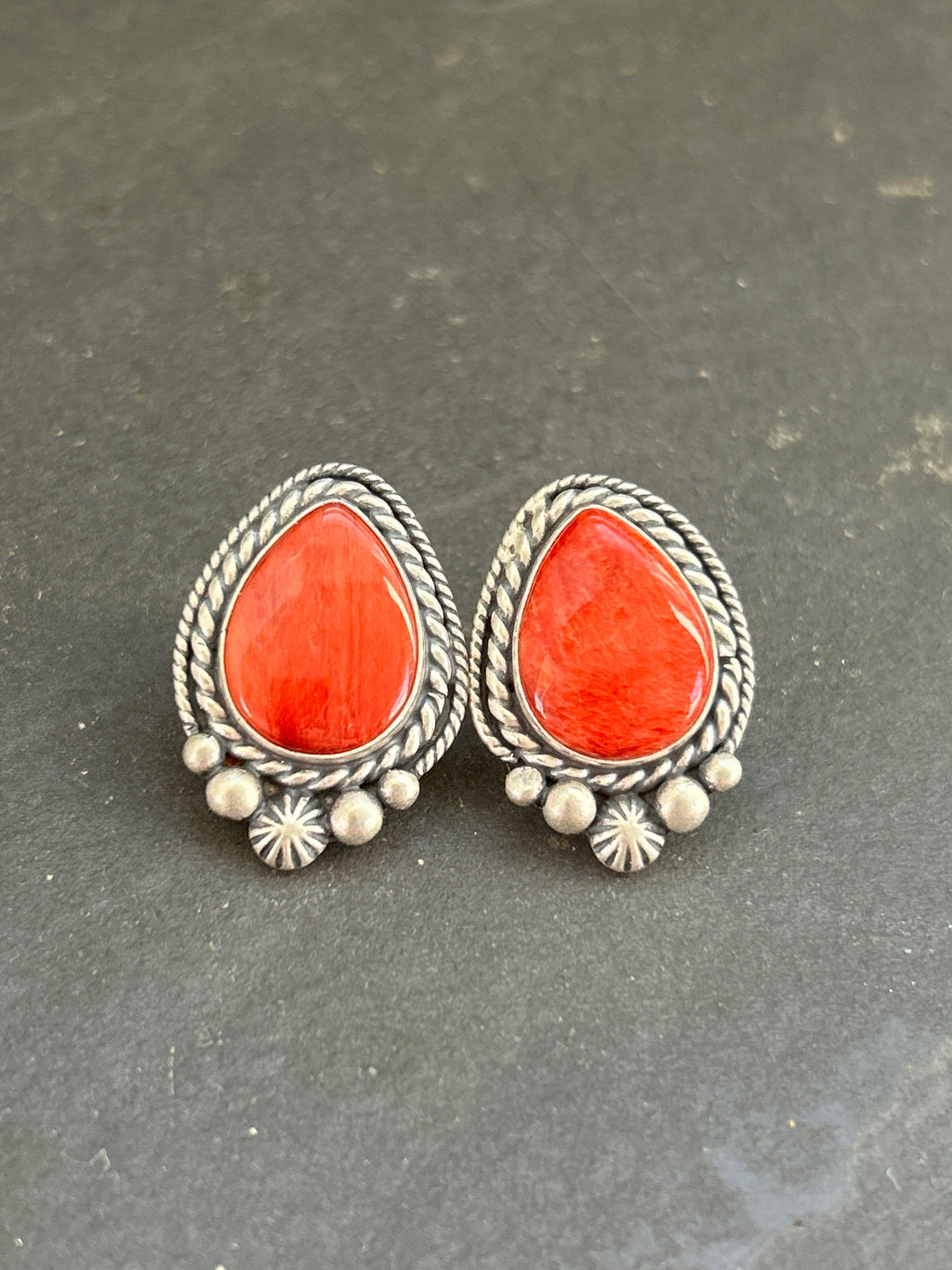 Red Spiny Stud Earrings