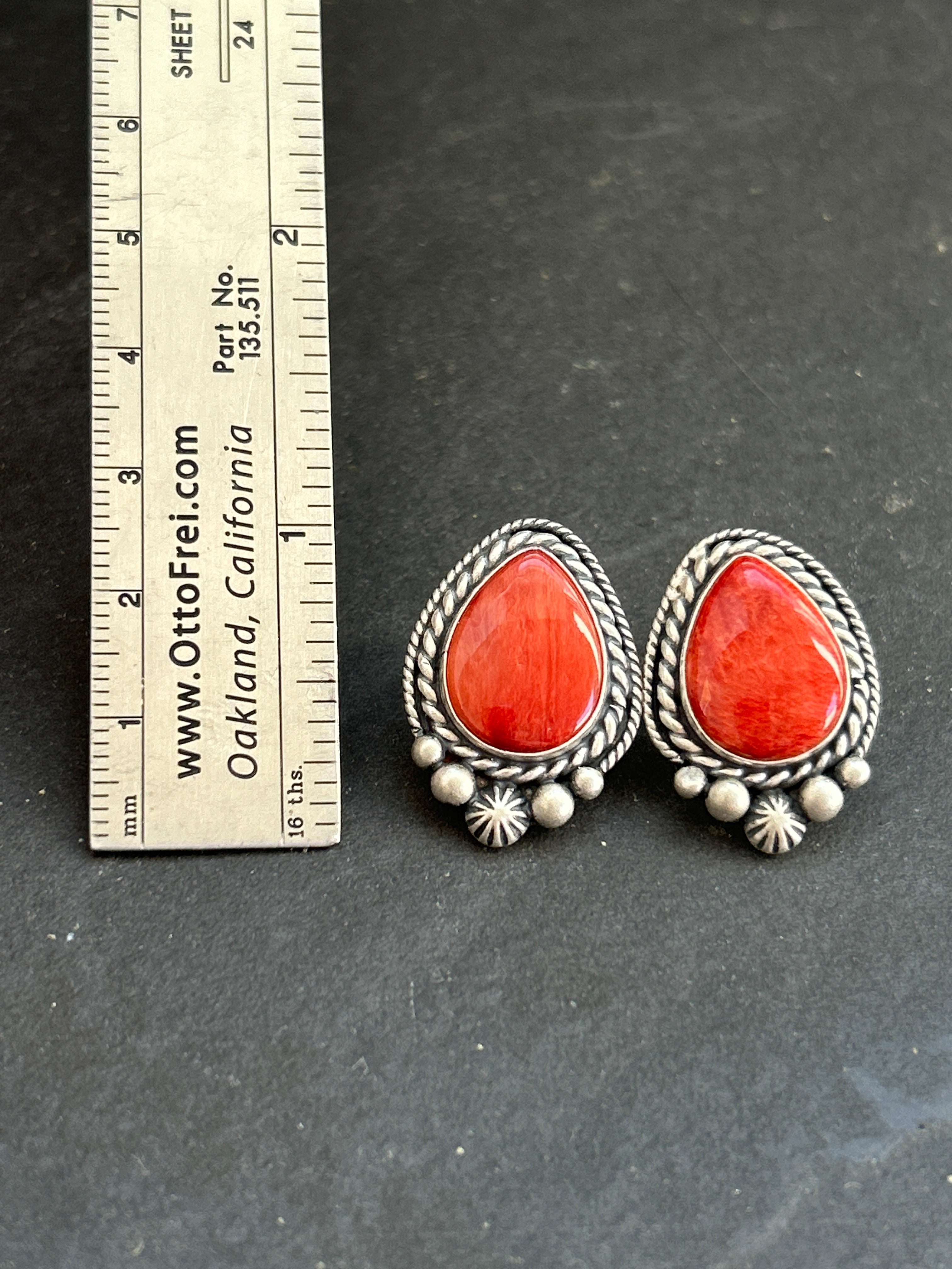 Red Spiny Stud Earrings