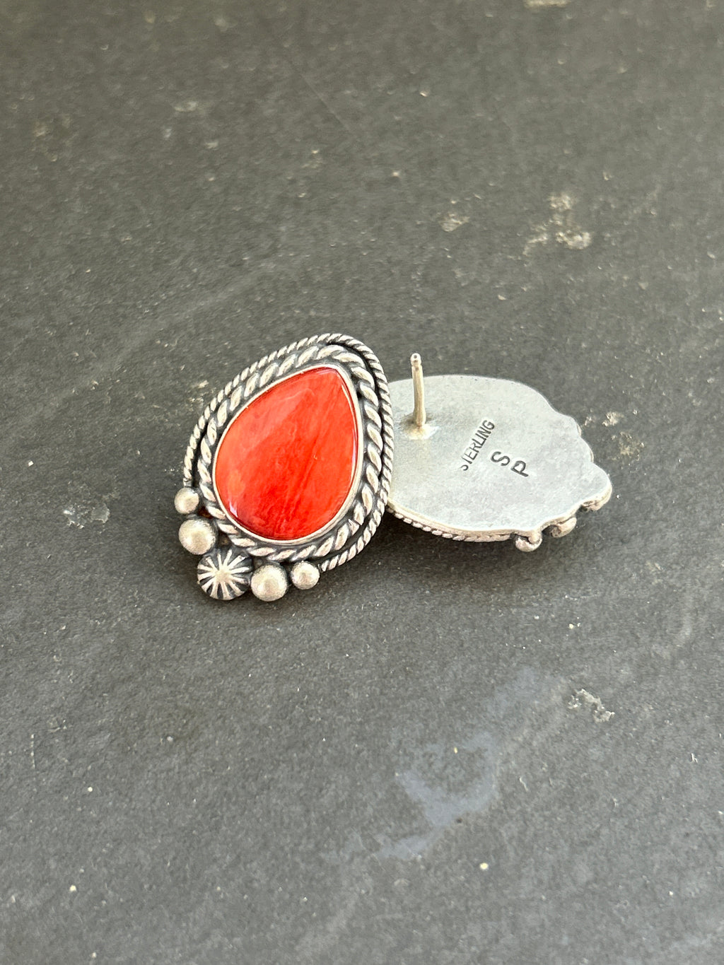 Red Spiny Stud Earrings