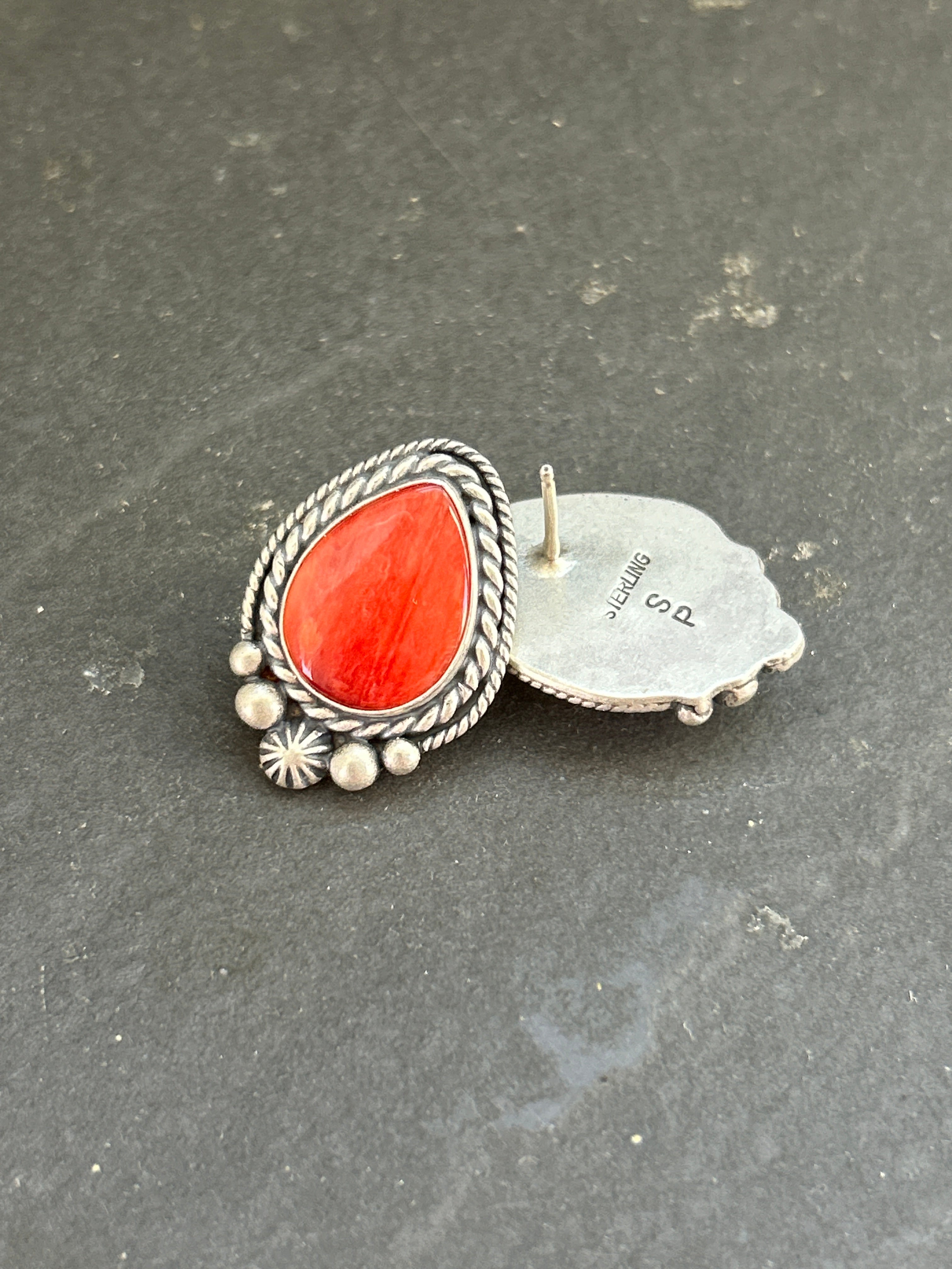 Red Spiny Stud Earrings