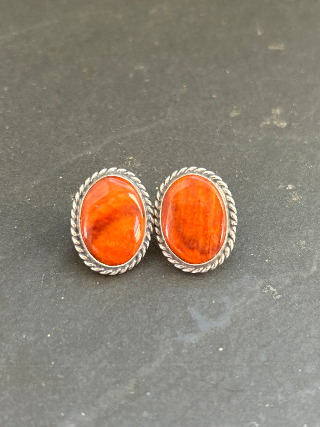 Orange Spiny Stud Earrings Style #2