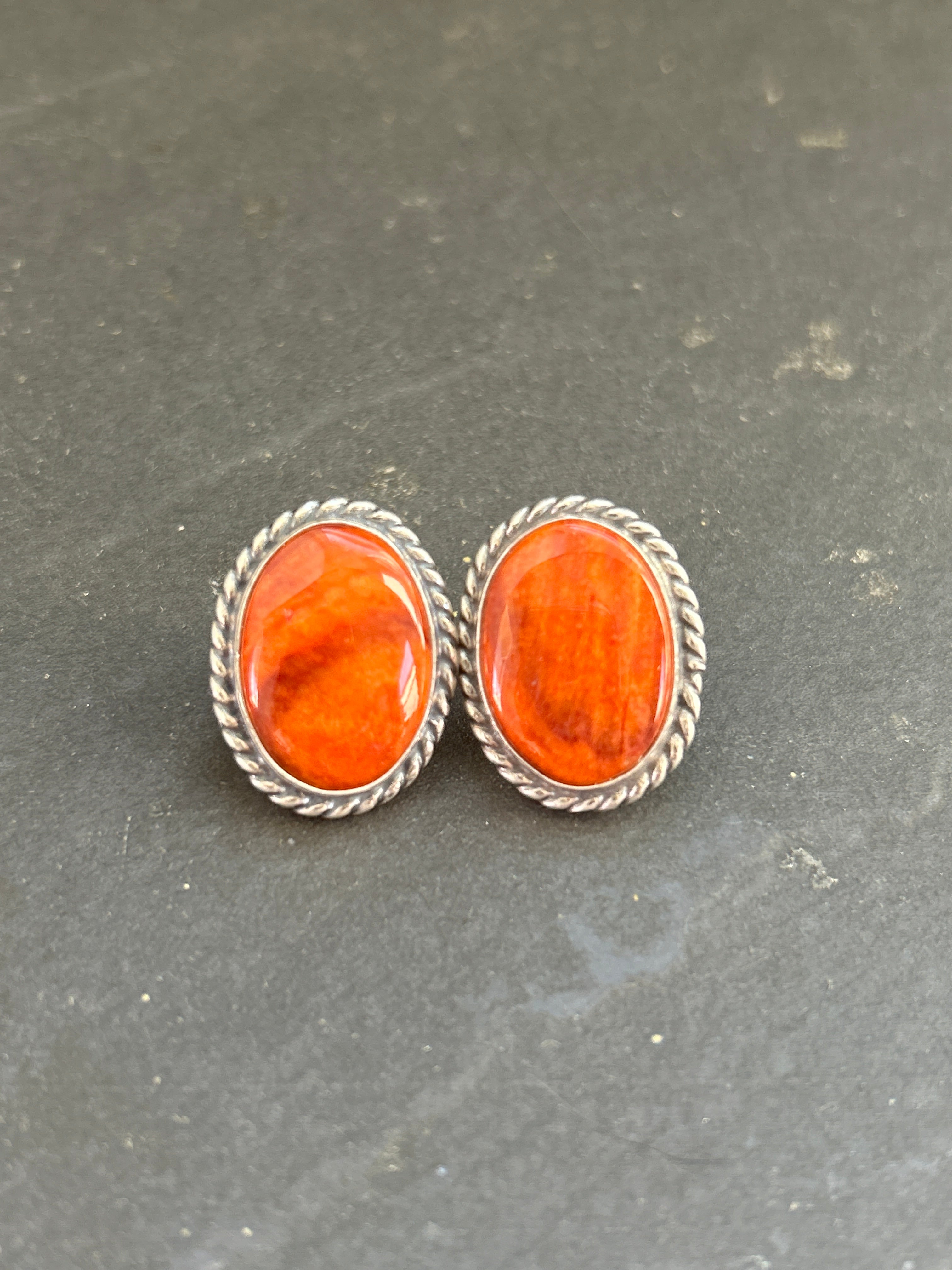Orange Spiny Stud Earrings Style #2