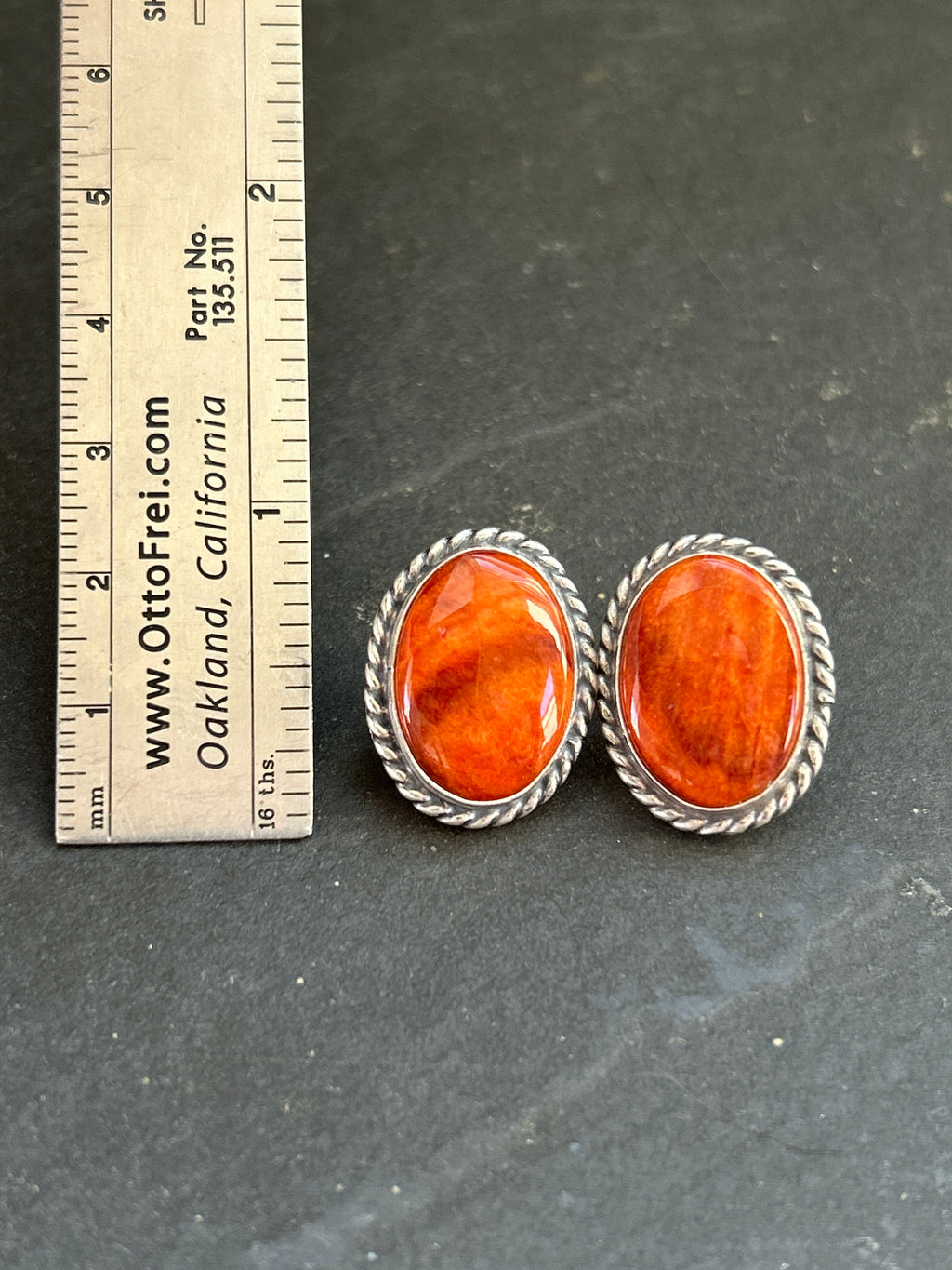 Orange Spiny Stud Earrings Style #2