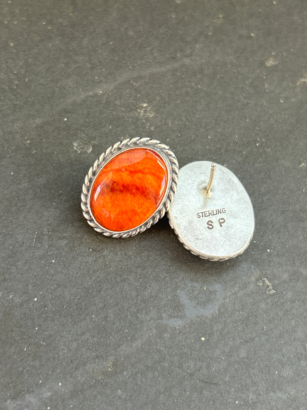 Orange Spiny Stud Earrings Style #2