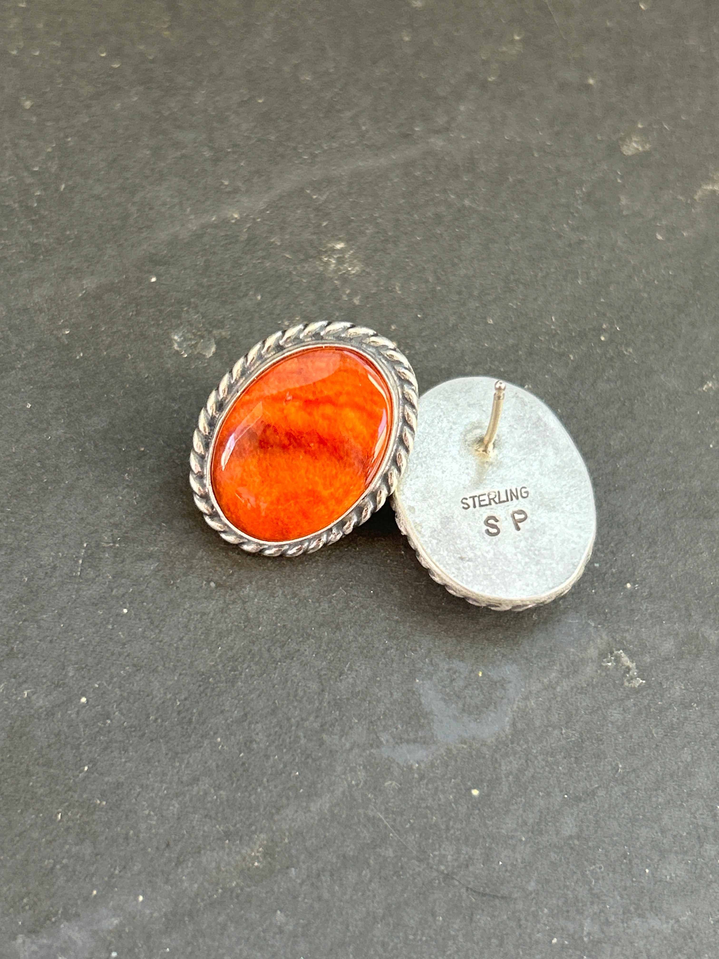 Orange Spiny Stud Earrings Style #2
