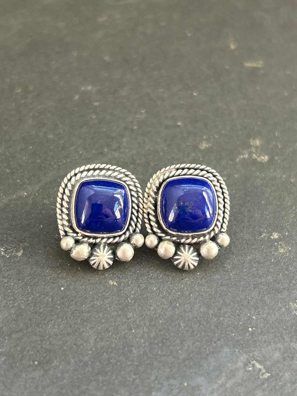 Lapis Lazuli Stud Earrings Style #1