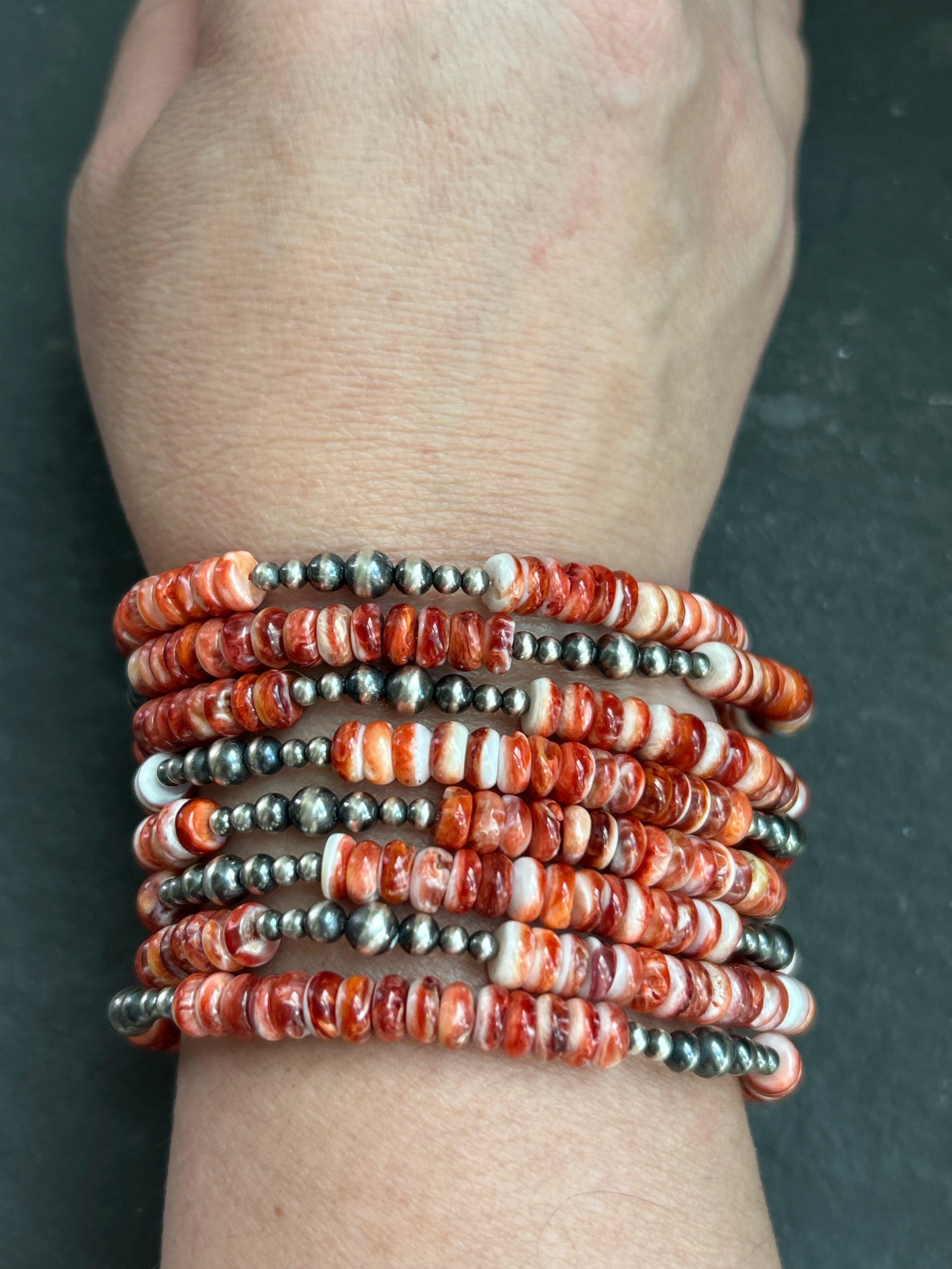 Red Spiny Oyster Stretchy Stacker Bracelet