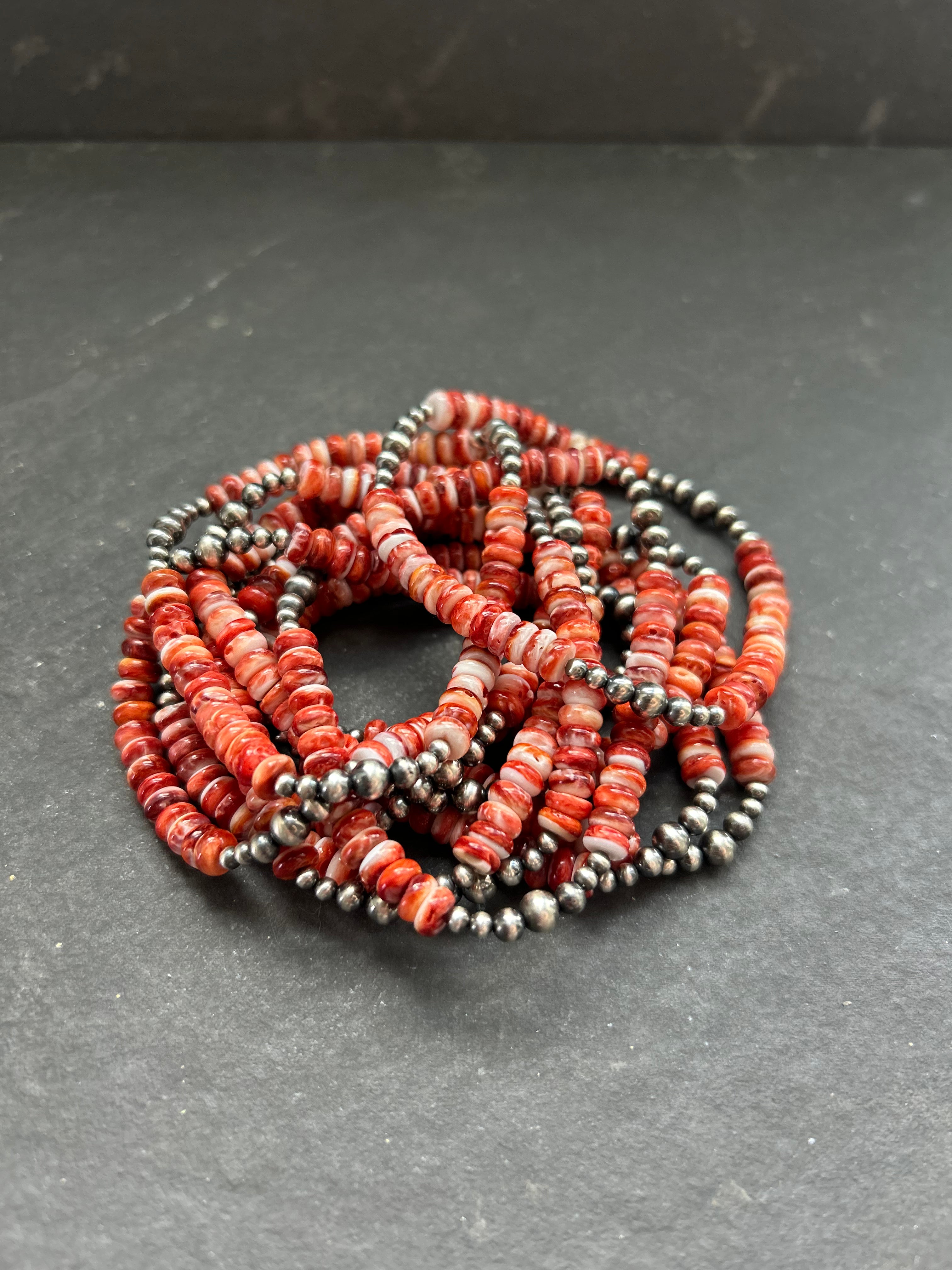 Red Spiny Oyster Stretchy Stacker Bracelet