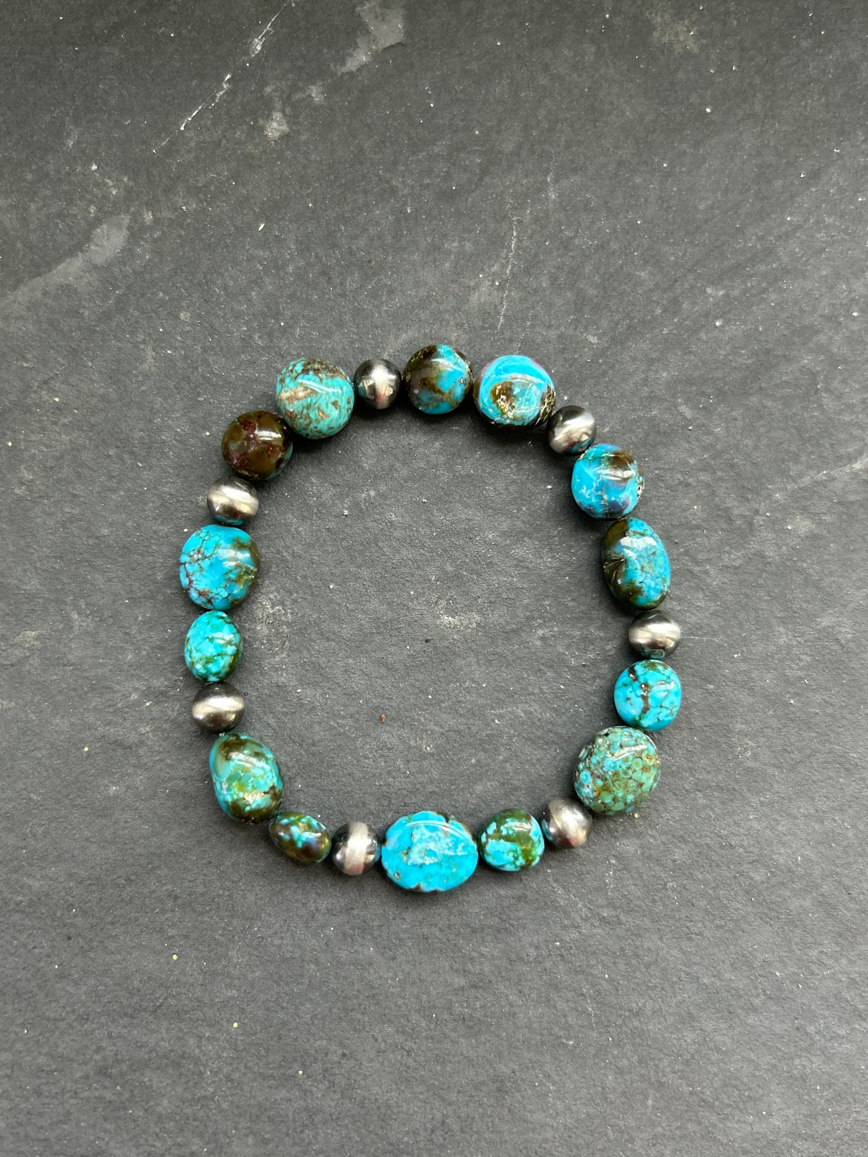 Spiderweb Kingman Turquoise Stretchy Stacker Bracelet