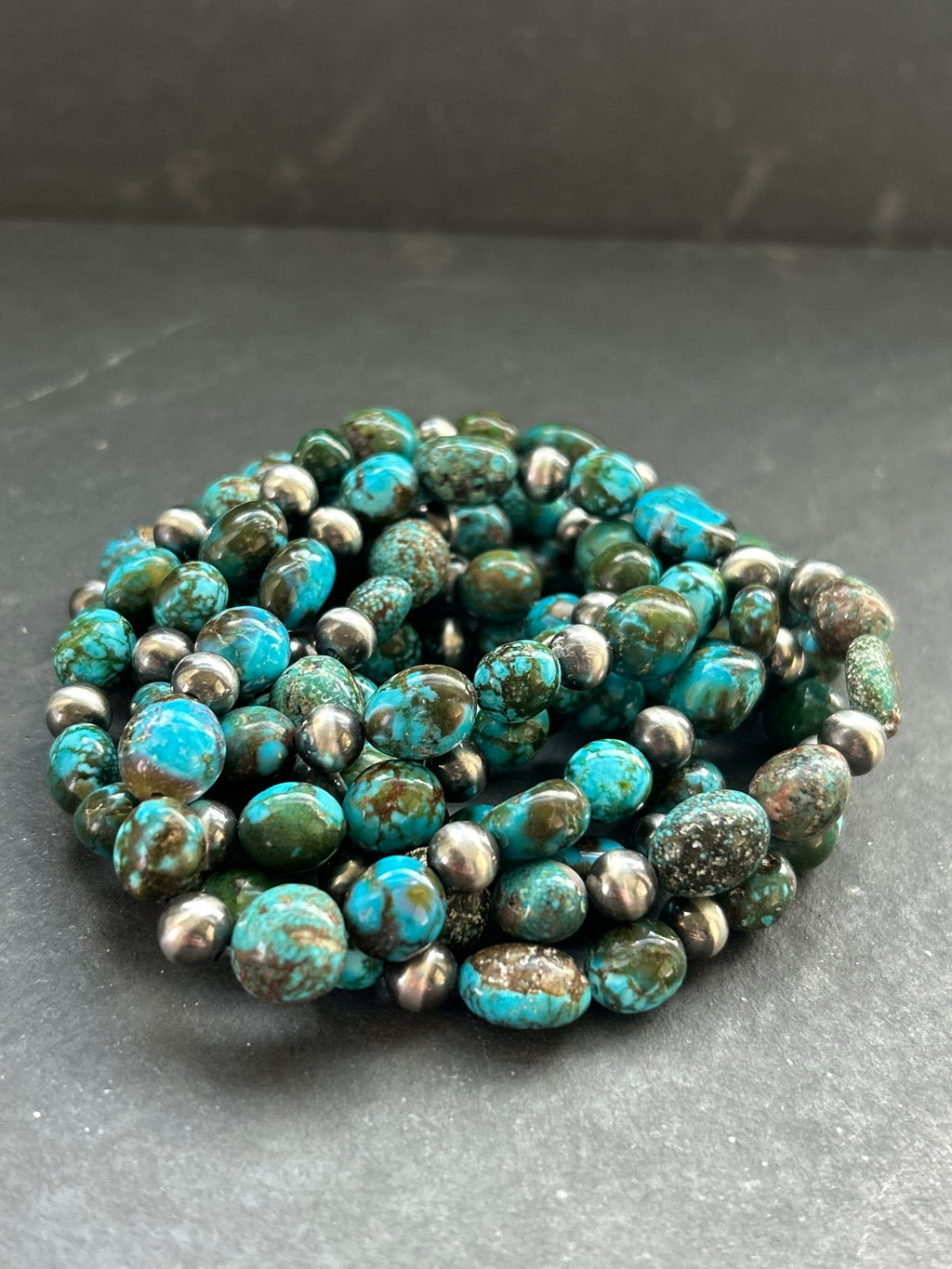 Spiderweb Kingman Turquoise Stretchy Stacker Bracelet