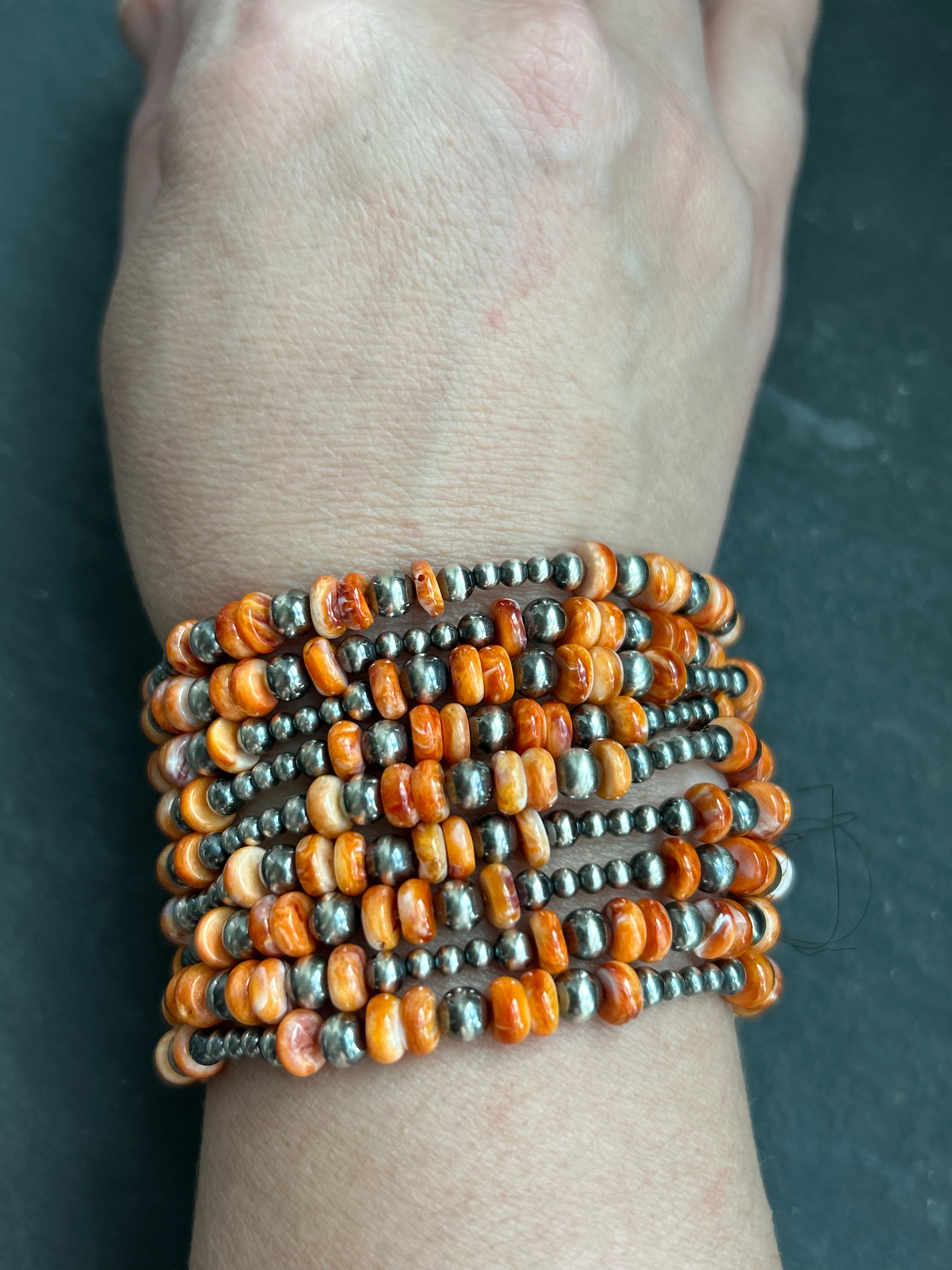 Orange Spiny Oyster Stretchy Stacker Bracelet