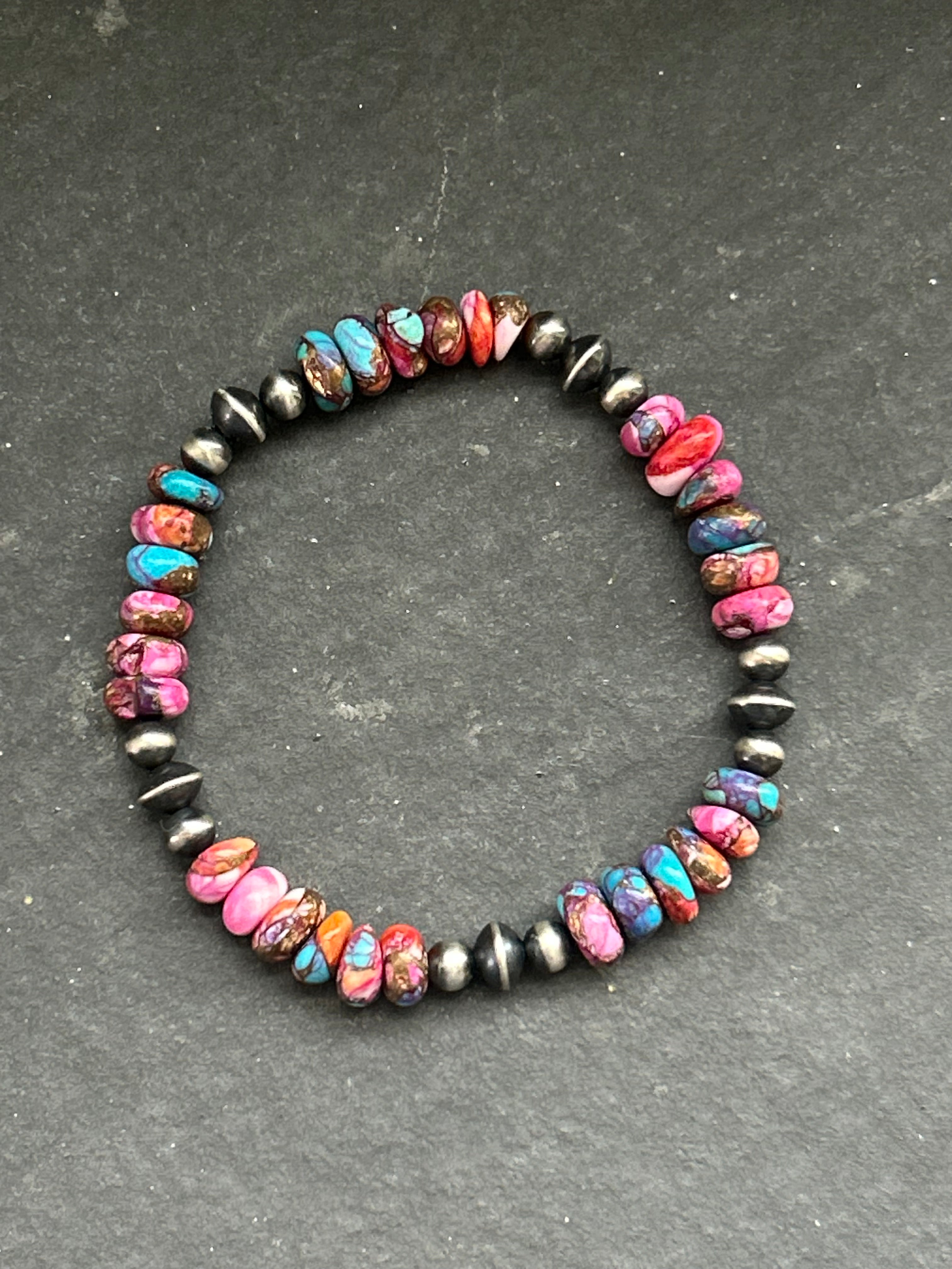 Pink Dahlia Stretchy Stacker Bracelet