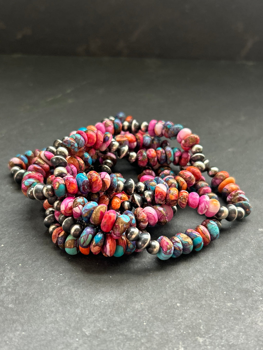Pink Dahlia Stretchy Stacker Bracelet