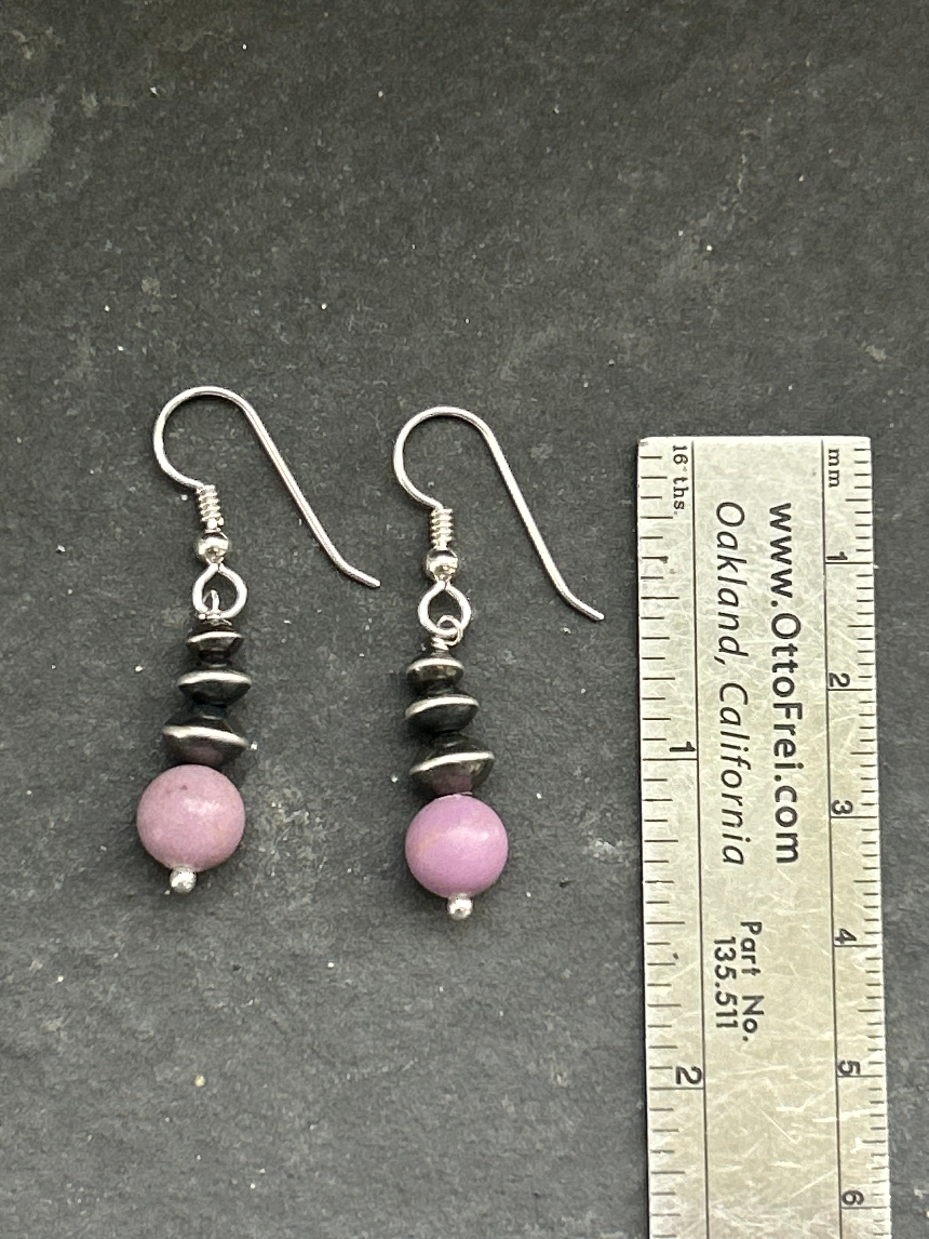 Desert Rose Phosphosiderite Tapered Saucer Pearl Dangle Earrings