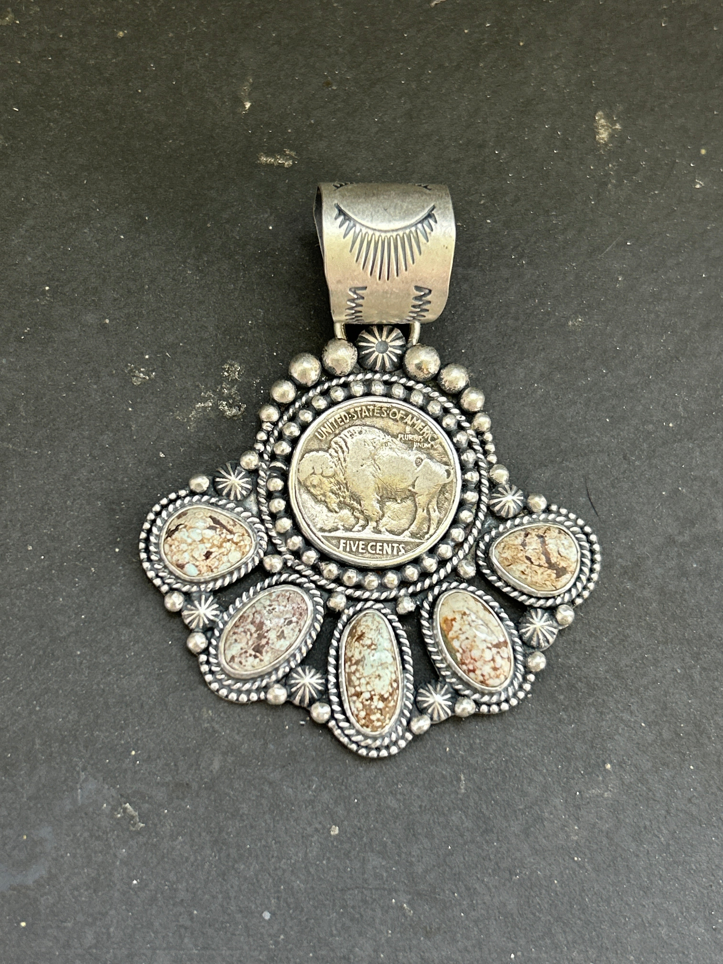 Dry Creek Turquoise + Buffalo Nickel Pendant