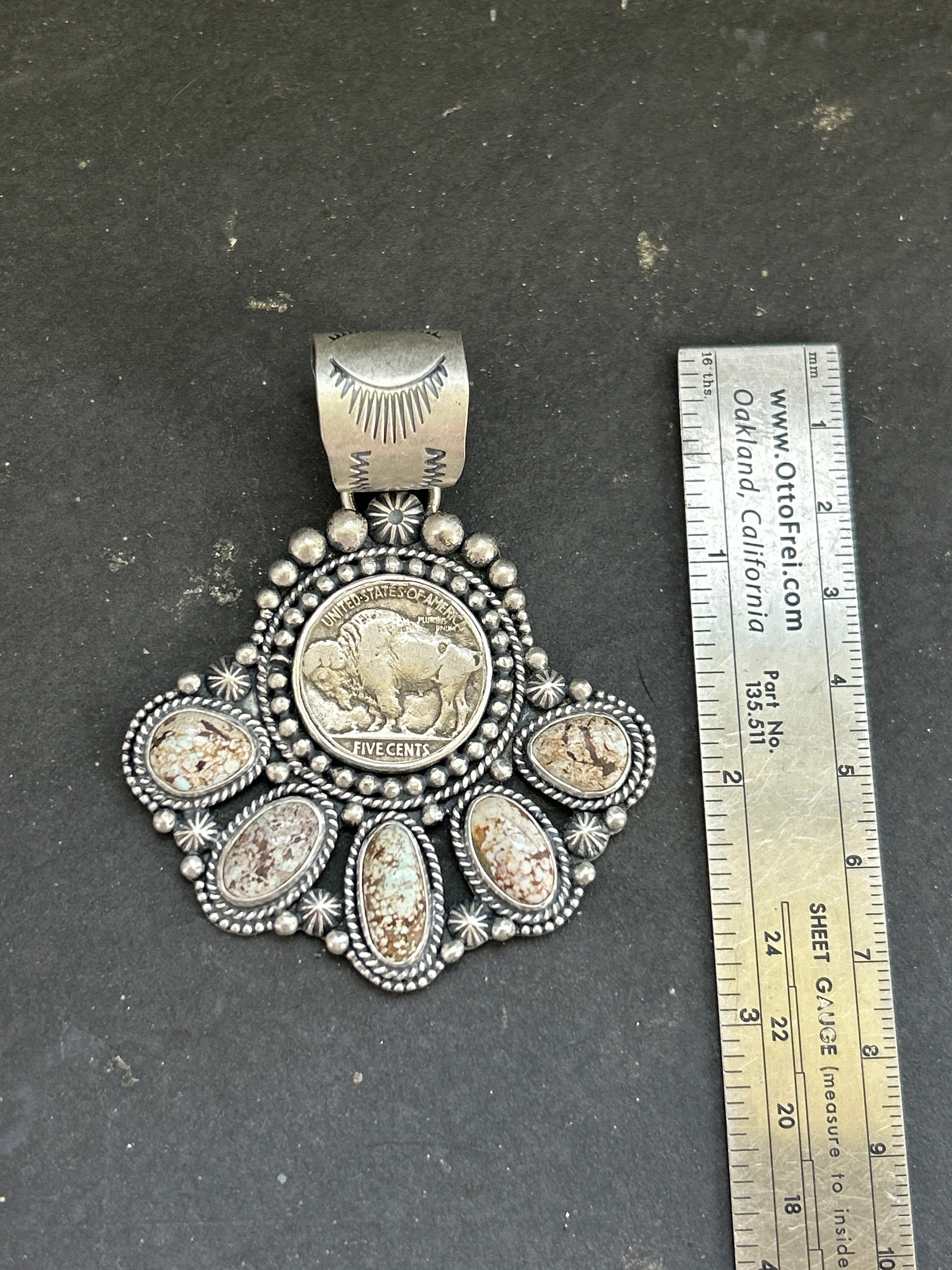 Dry Creek Turquoise + Buffalo Nickel Pendant