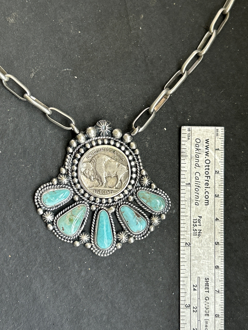 Dry Creek Turquoise Buffalo Nickel Necklace