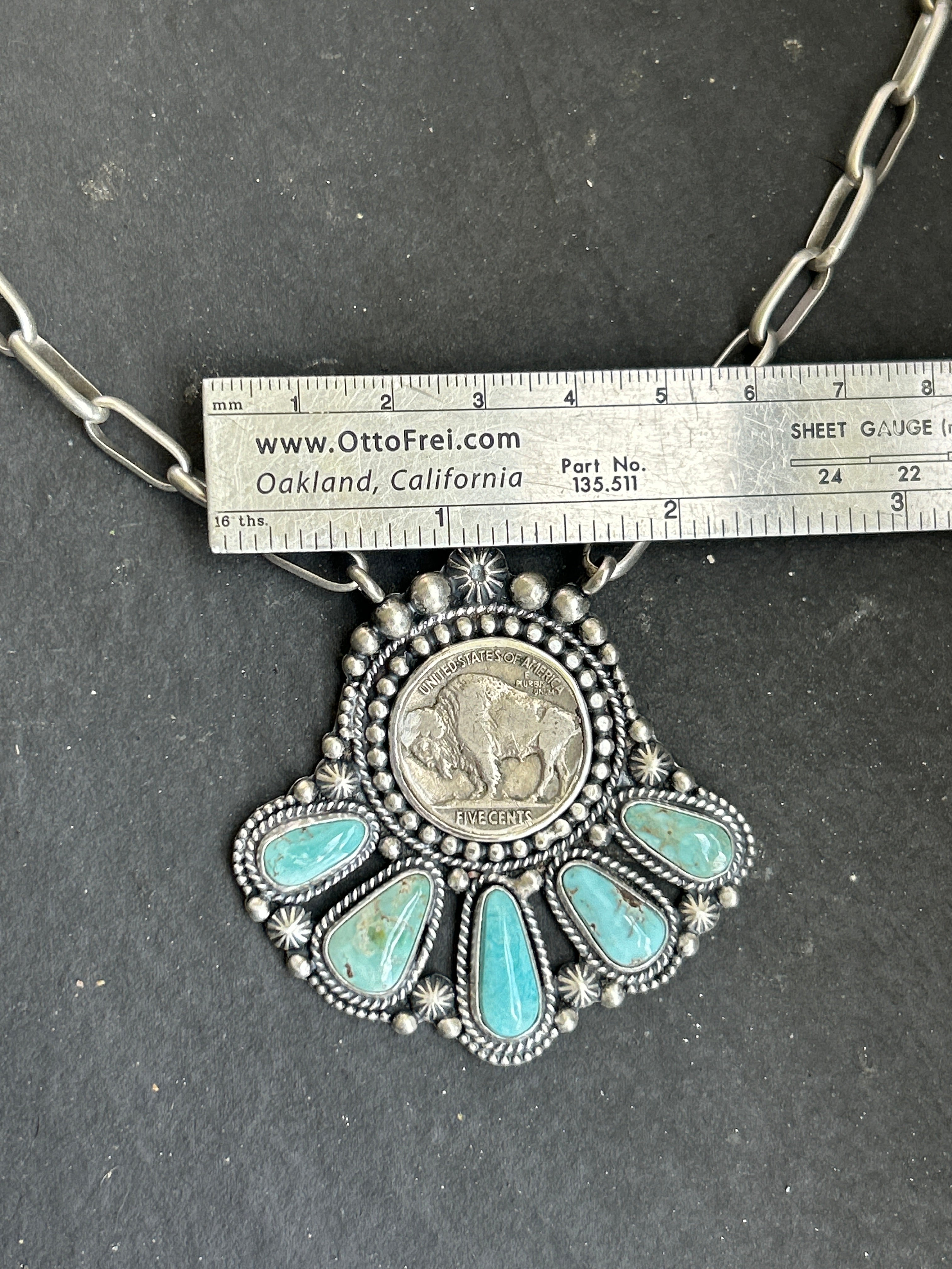 Dry Creek Turquoise Buffalo Nickel Necklace
