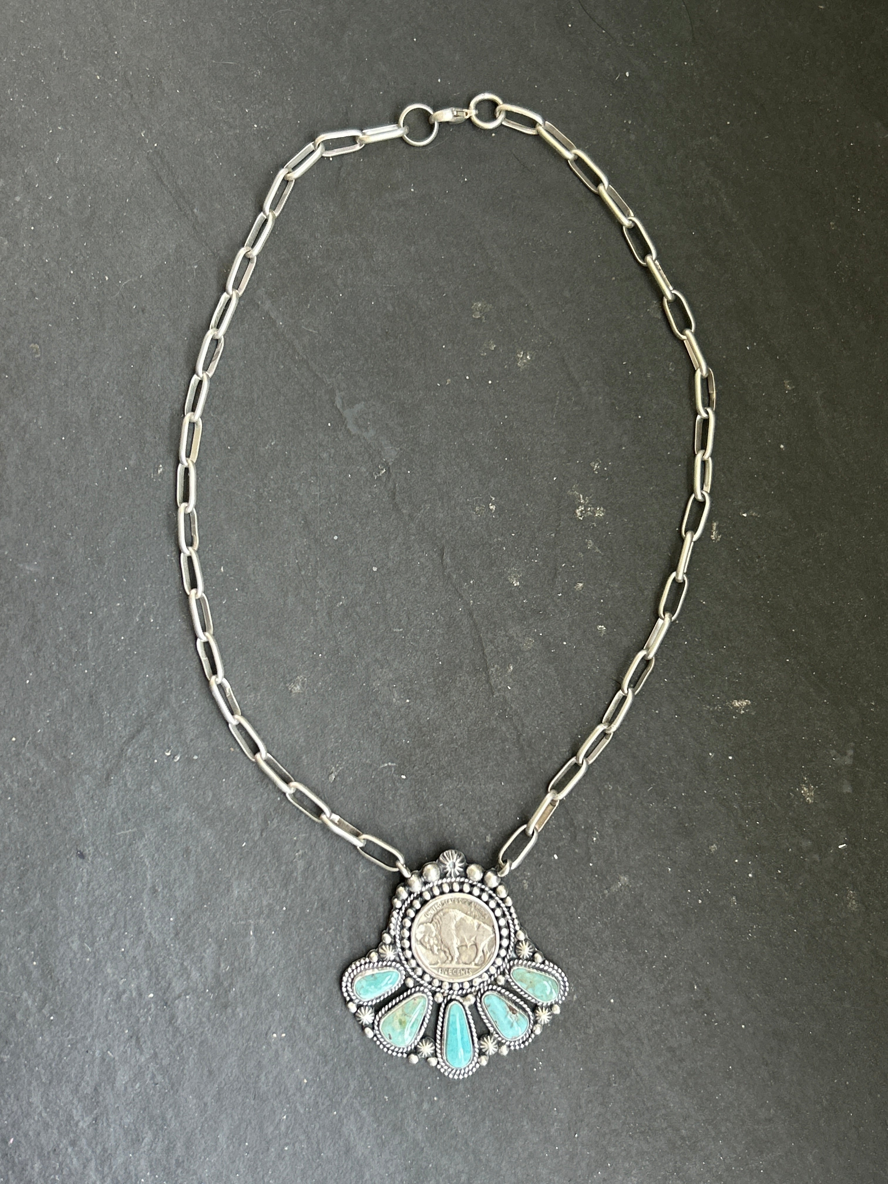 Dry Creek Turquoise Buffalo Nickel Necklace