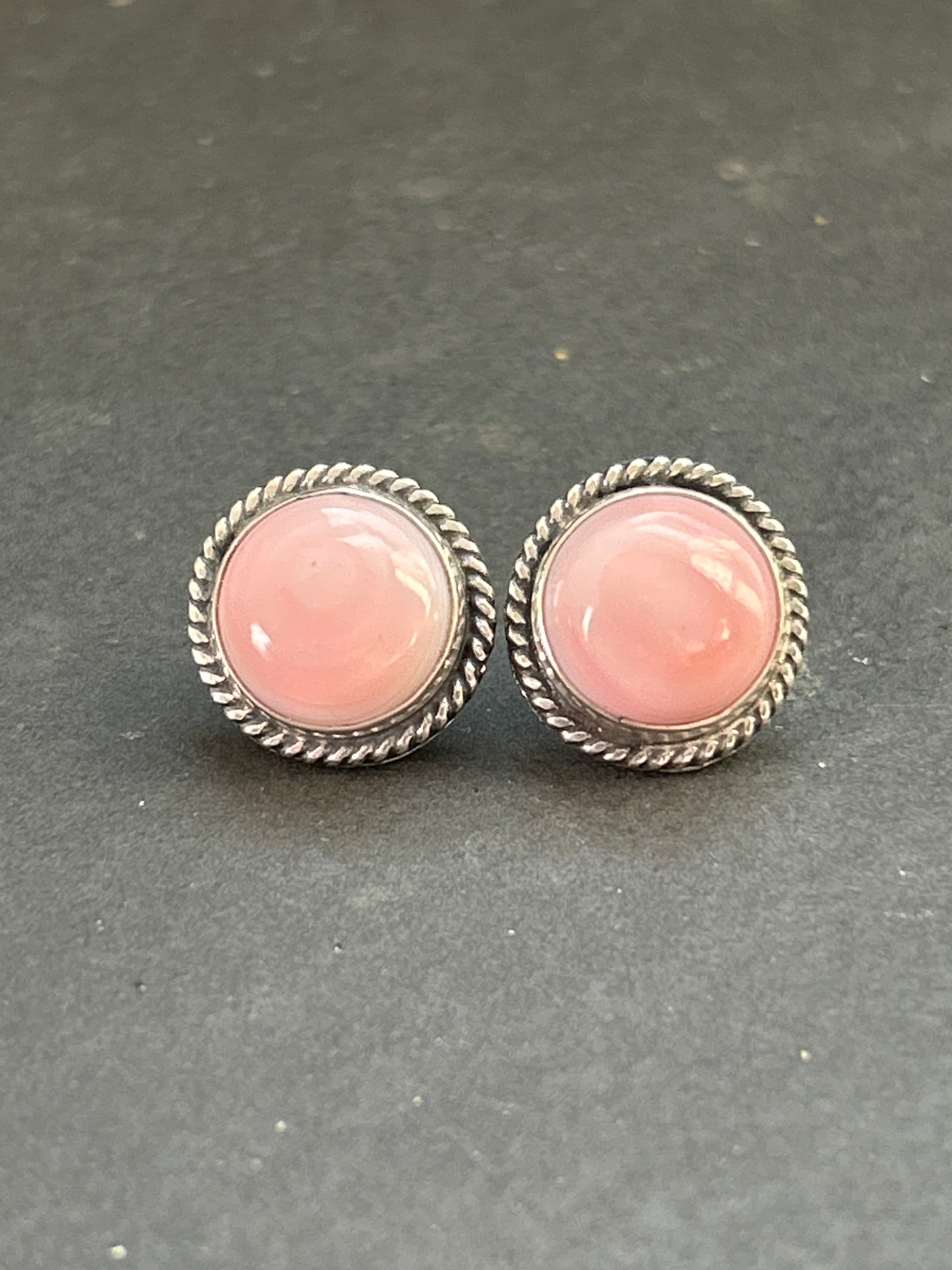 Pink Conch Stud Earrings Style #2
