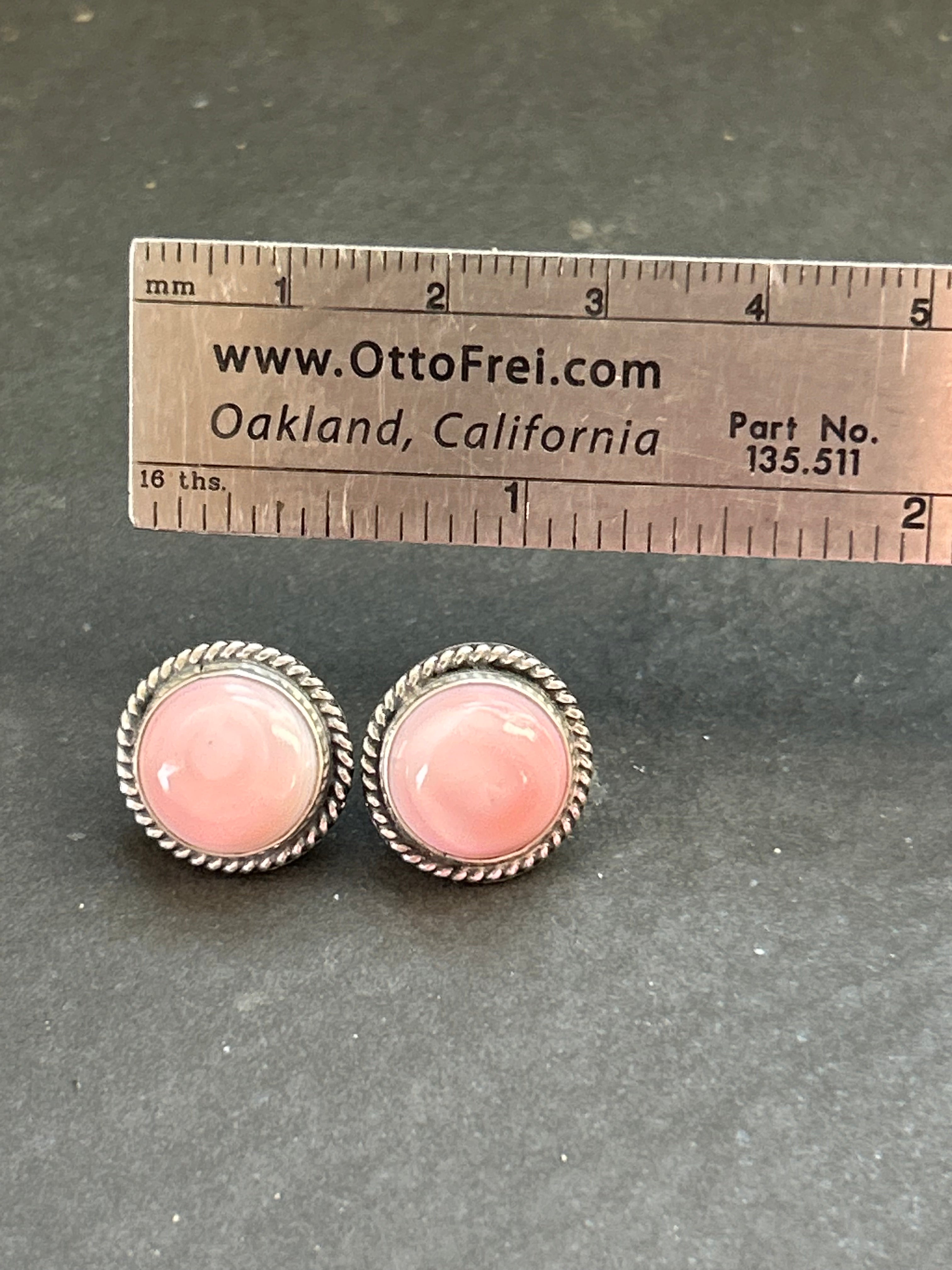 Pink Conch Stud Earrings Style #2