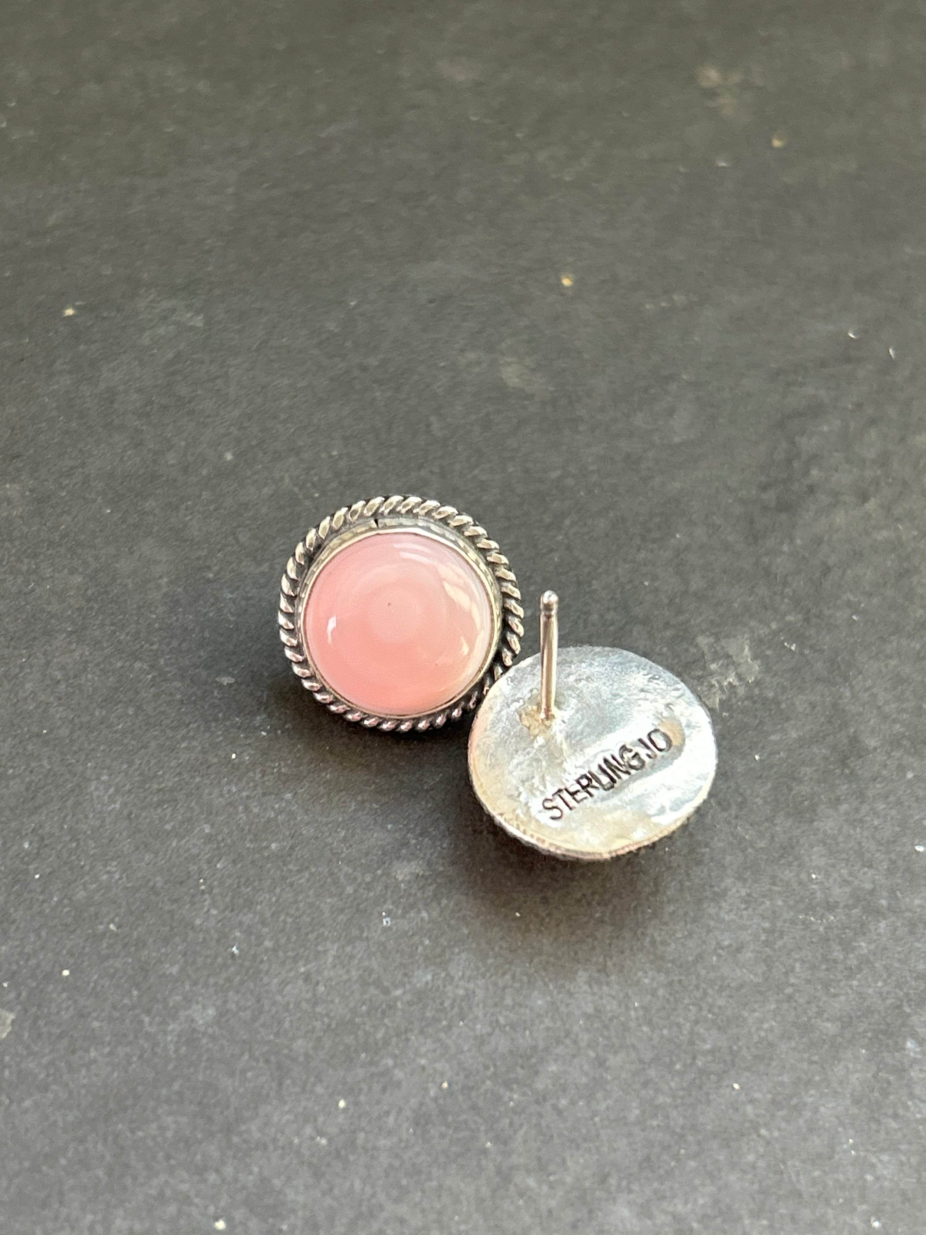 Pink Conch Stud Earrings Style #2