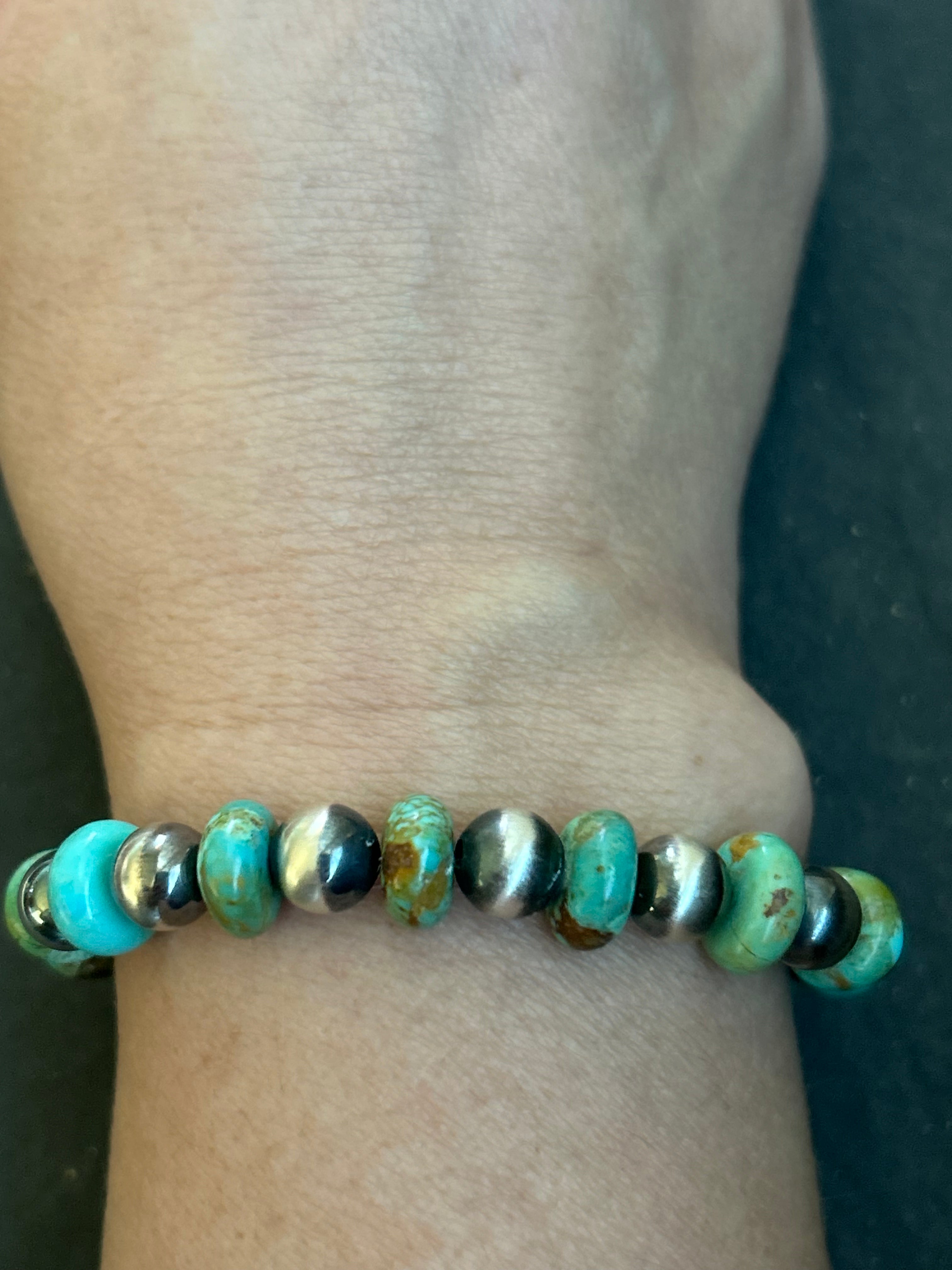 Green Kingman Stretchy Stacker Bracelet Style #2