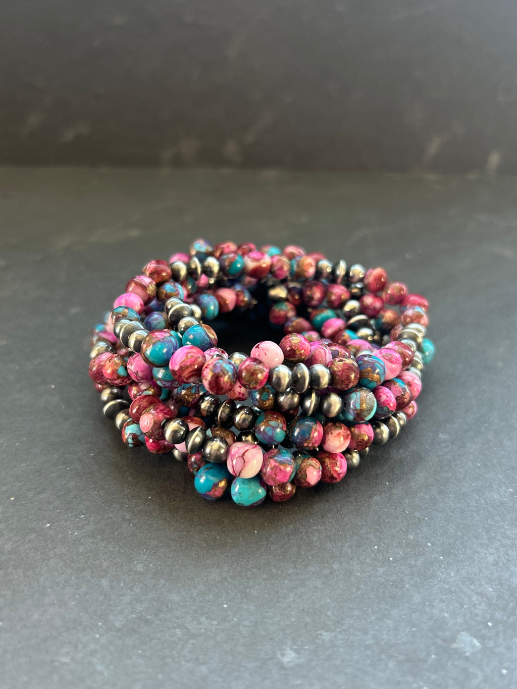 Pink Dahlia Stretchy Stacker Bracelet