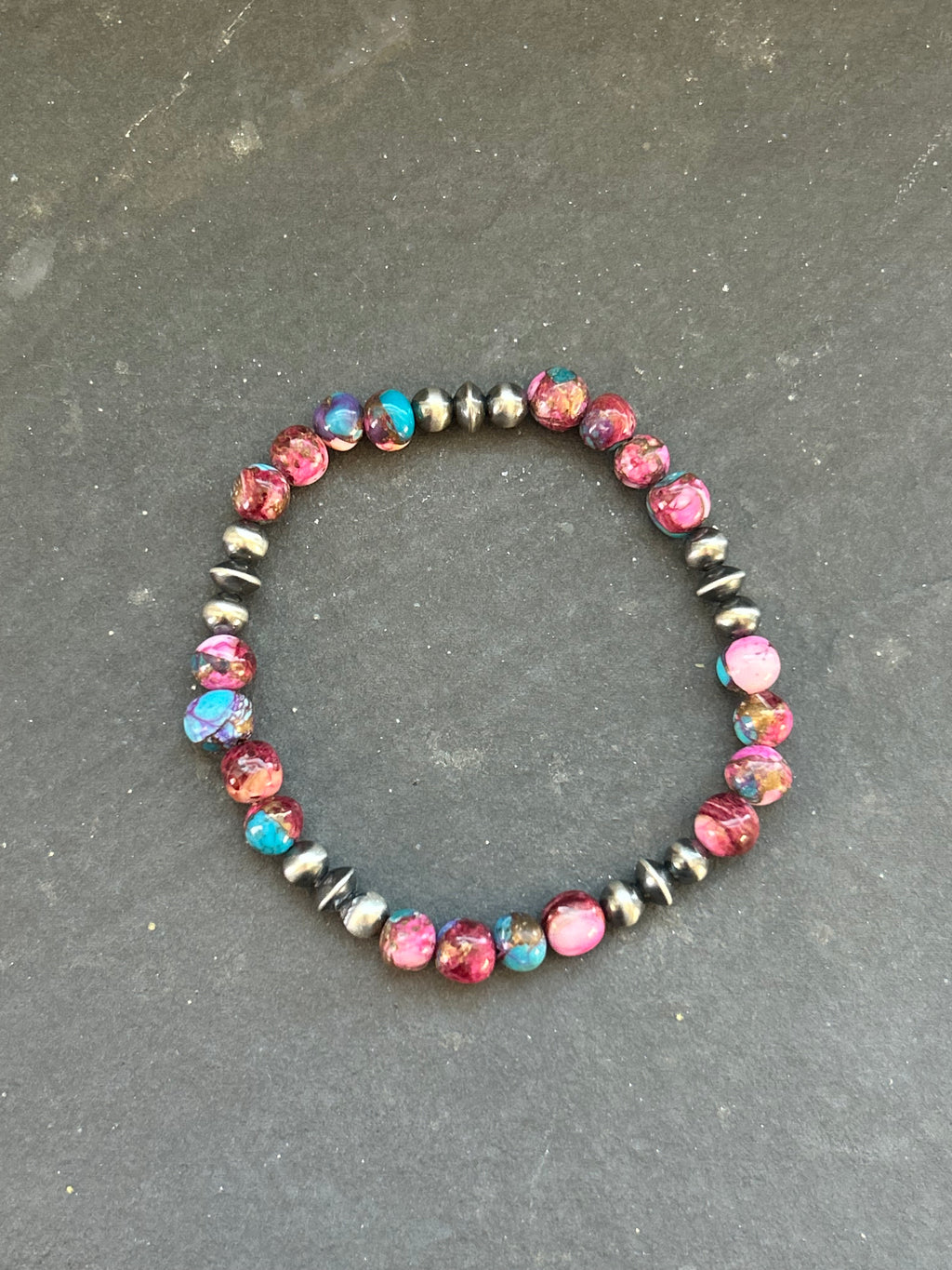 Pink Dahlia Stretchy Stacker Bracelet