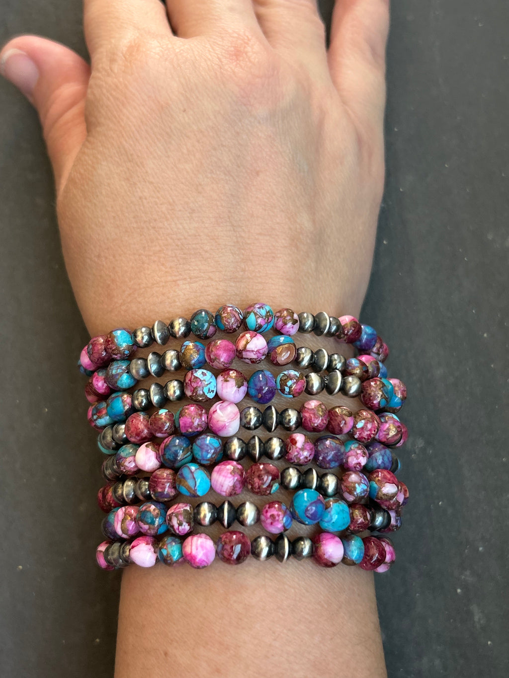 Pink Dahlia Stretchy Stacker Bracelet