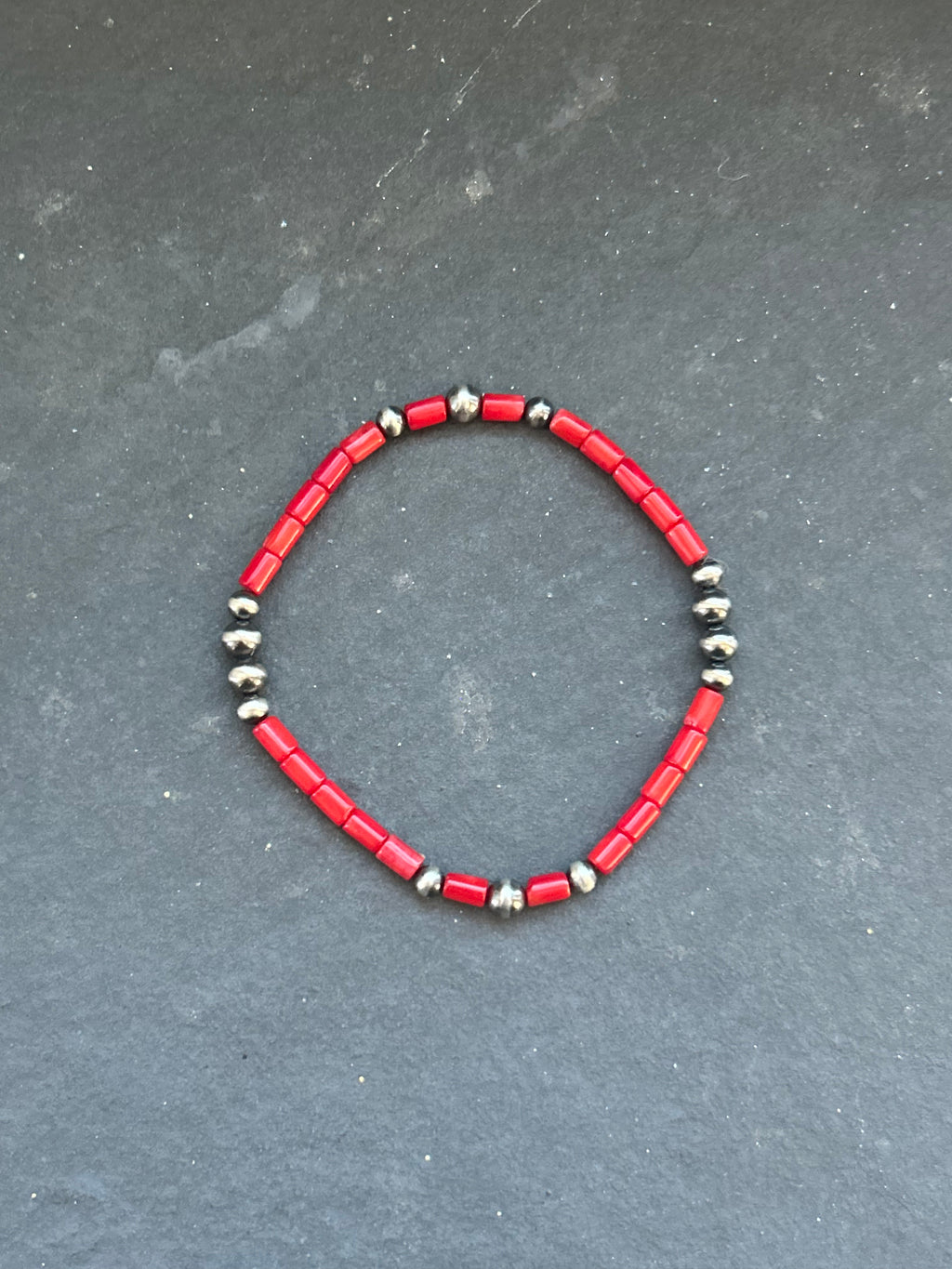 Mediterranean Red Coral Stretchy Stacker Bracelet