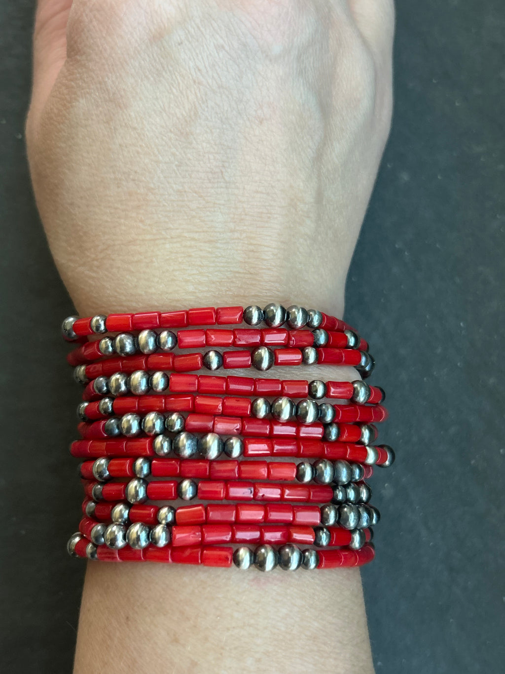 Mediterranean Red Coral Stretchy Stacker Bracelet