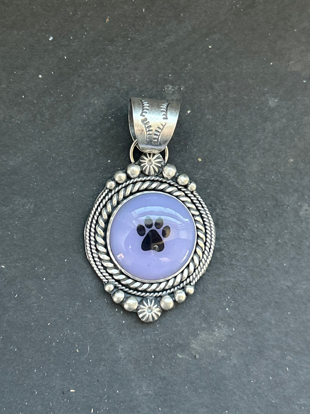 Artisanal Glass Paw Print Pendant