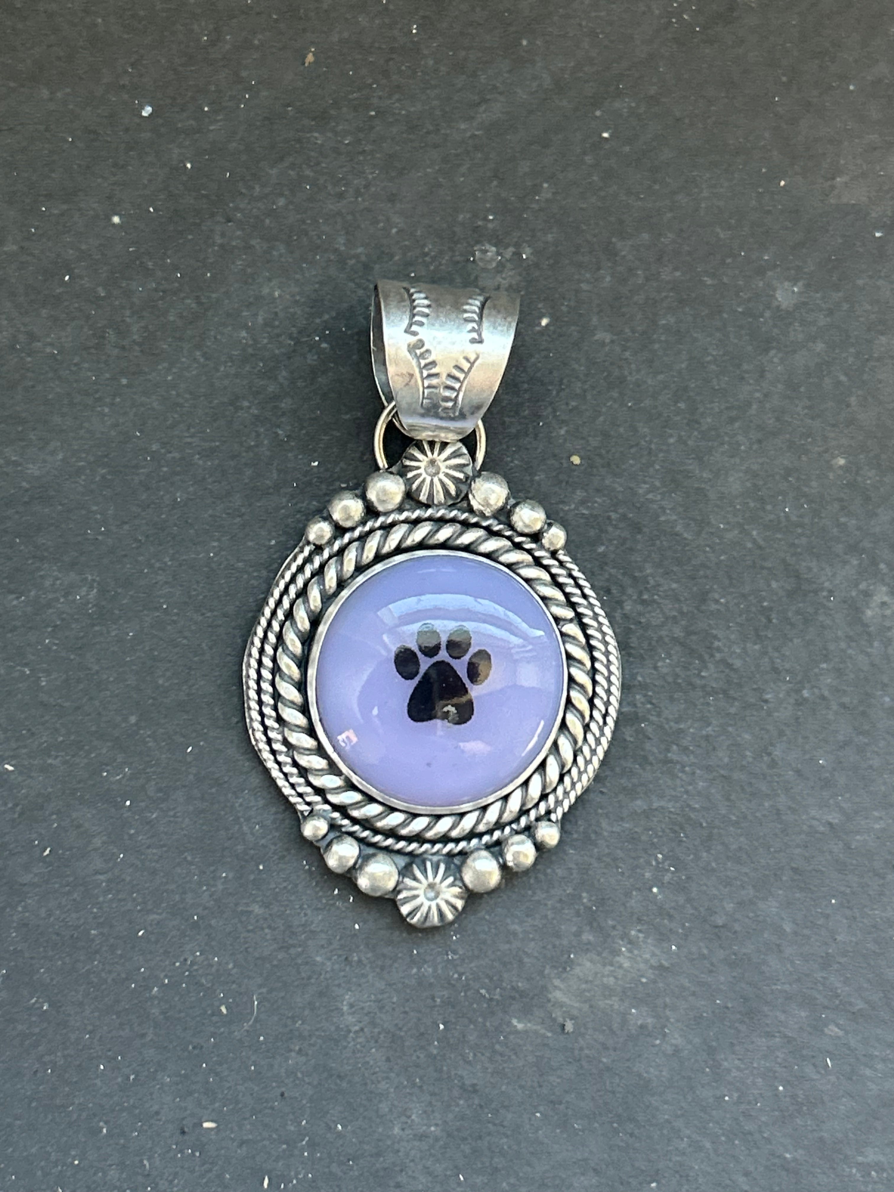 Artisanal Glass Paw Print Pendant