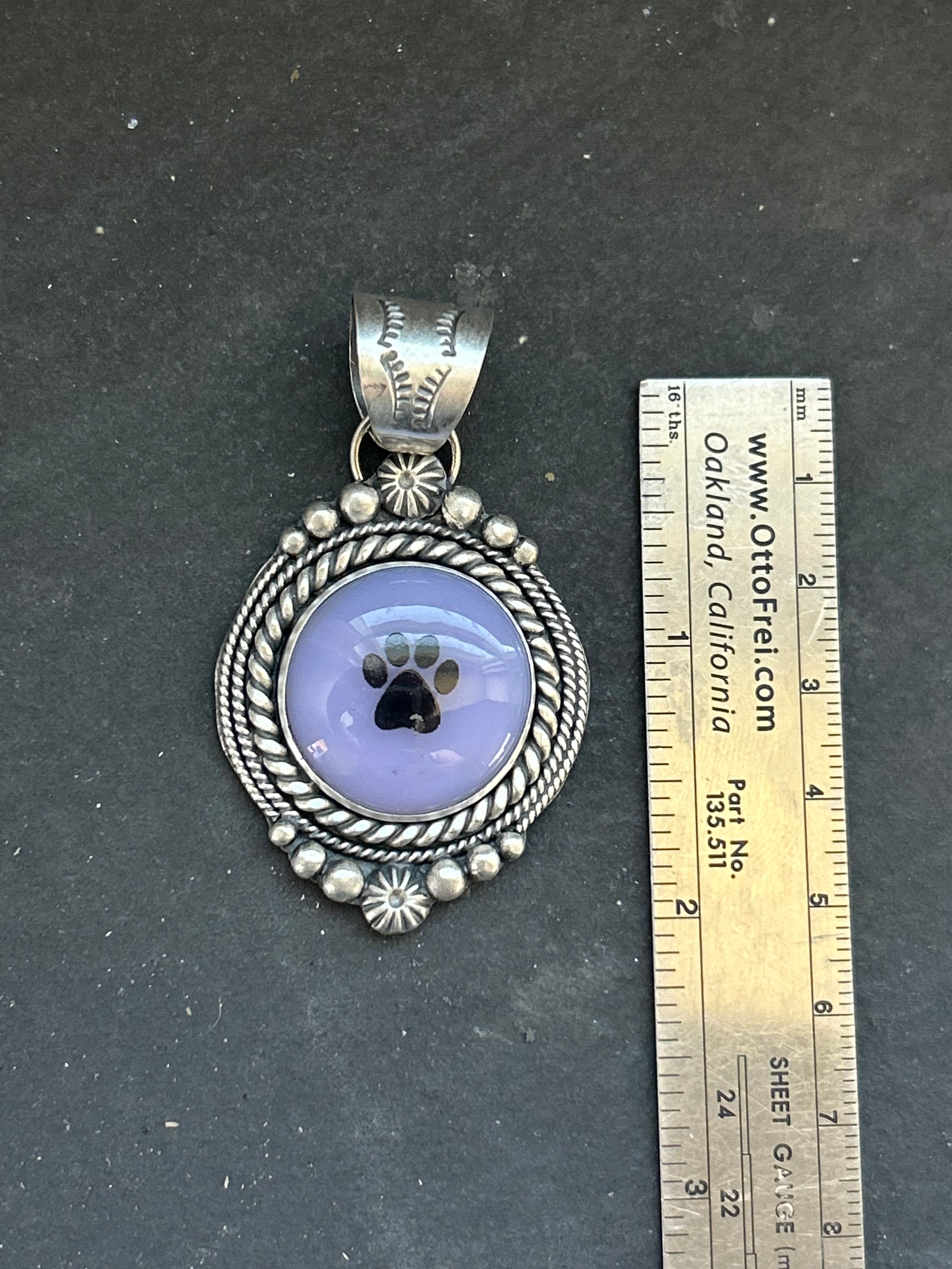 Artisanal Glass Paw Print Pendant