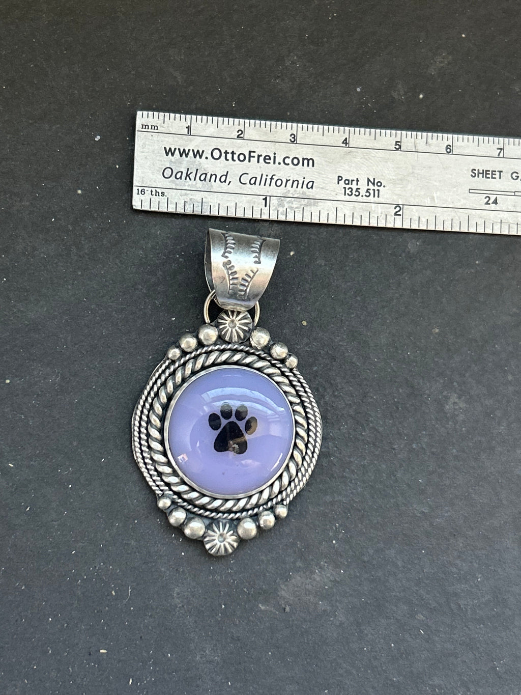 Artisanal Glass Paw Print Pendant