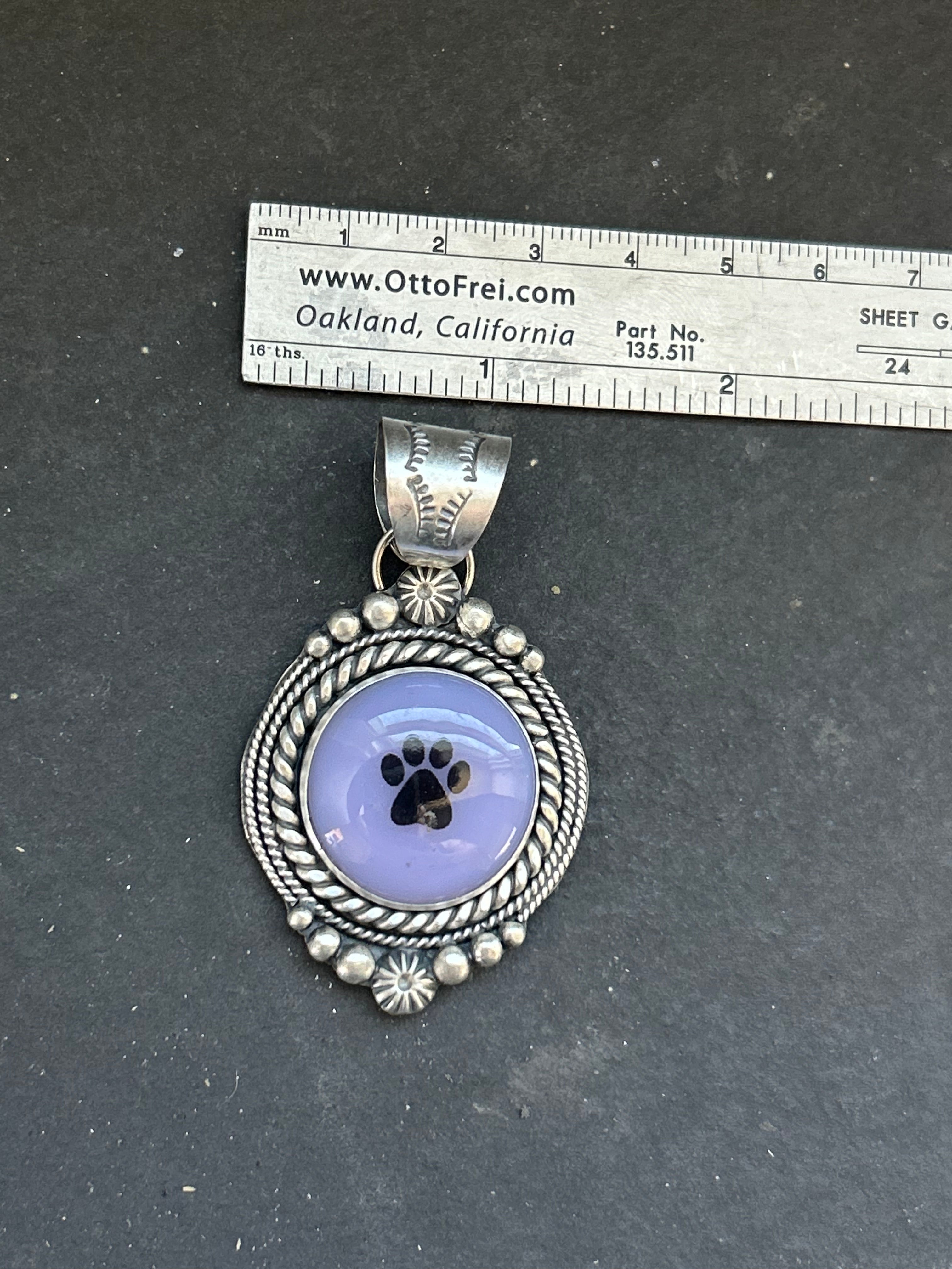 Artisanal Glass Paw Print Pendant