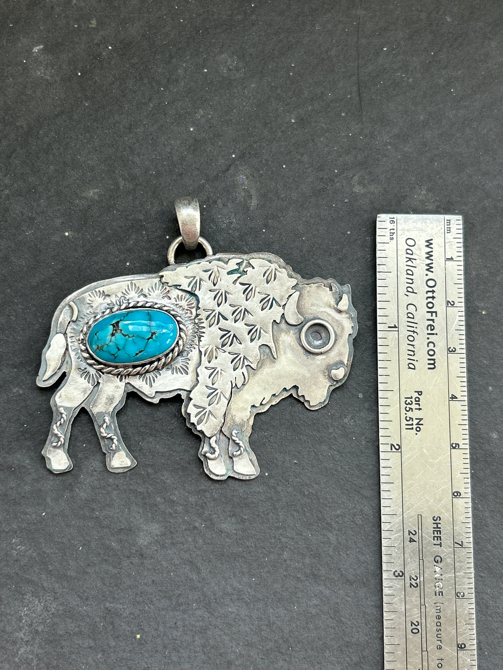 Kingman Turquoise Wandering Buffalo Pednant w/#1 Hallmark