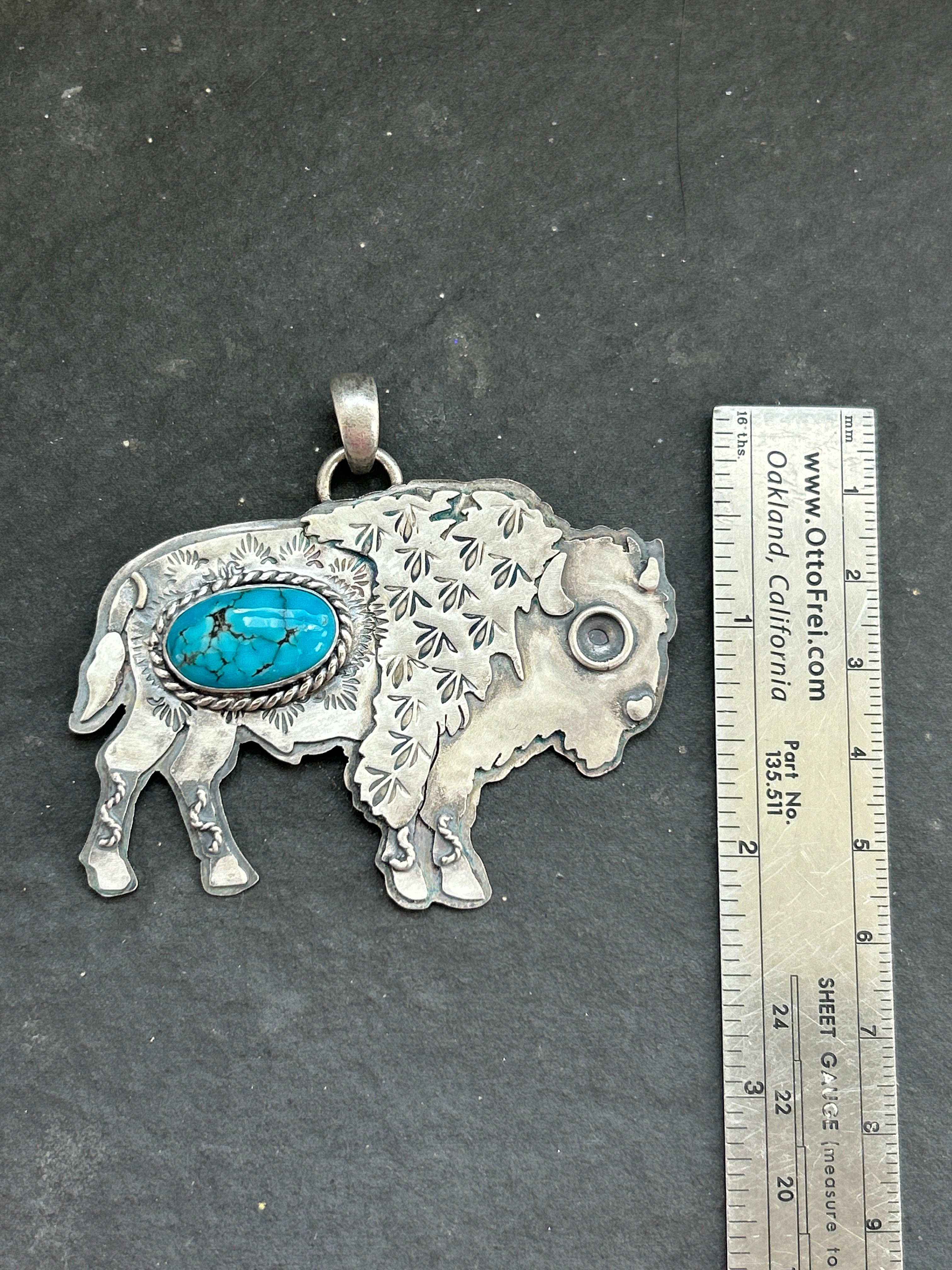 Kingman Turquoise Wandering Buffalo Pednant w/#1 Hallmark