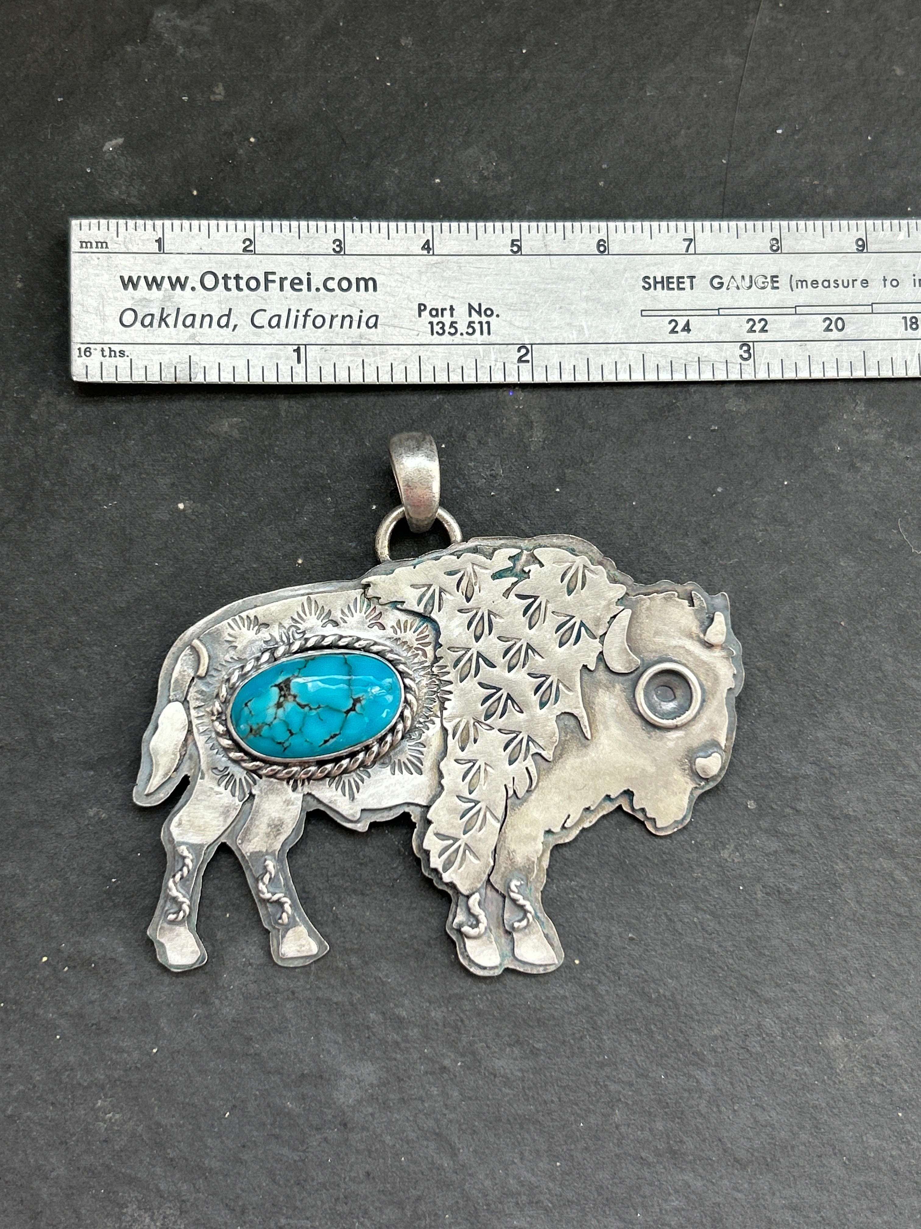 Kingman Turquoise Wandering Buffalo Pednant w/#1 Hallmark