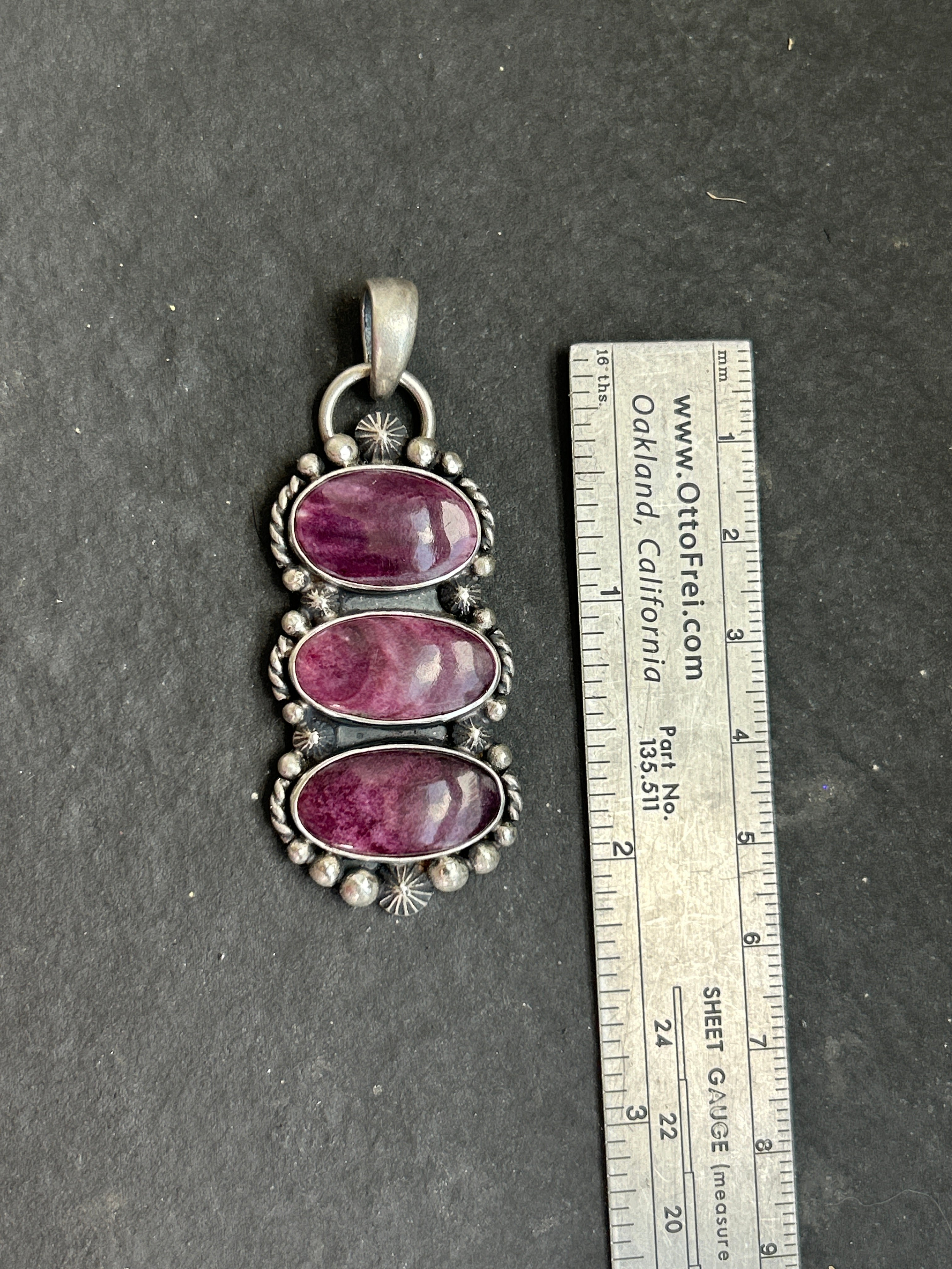Purple Spiny Oyster Drop Bar Pendant