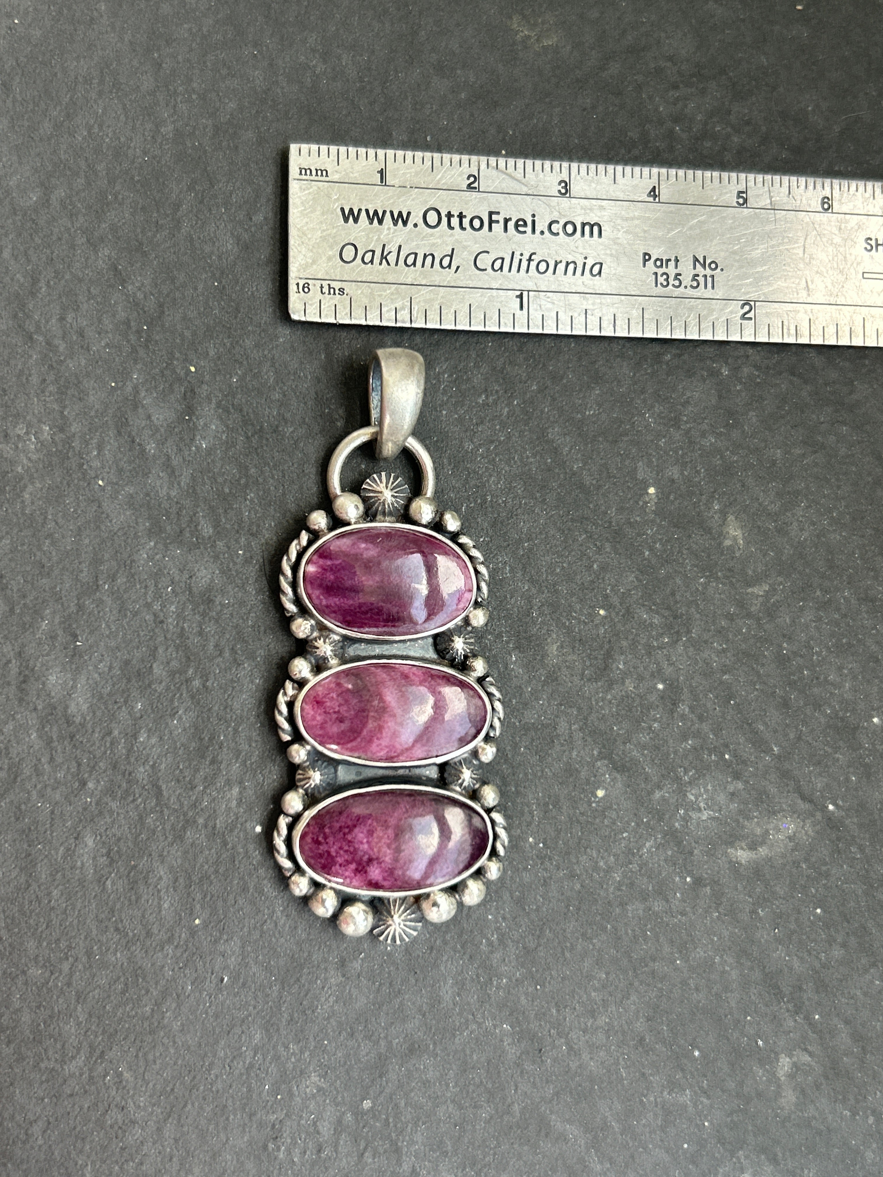 Purple Spiny Oyster Drop Bar Pendant