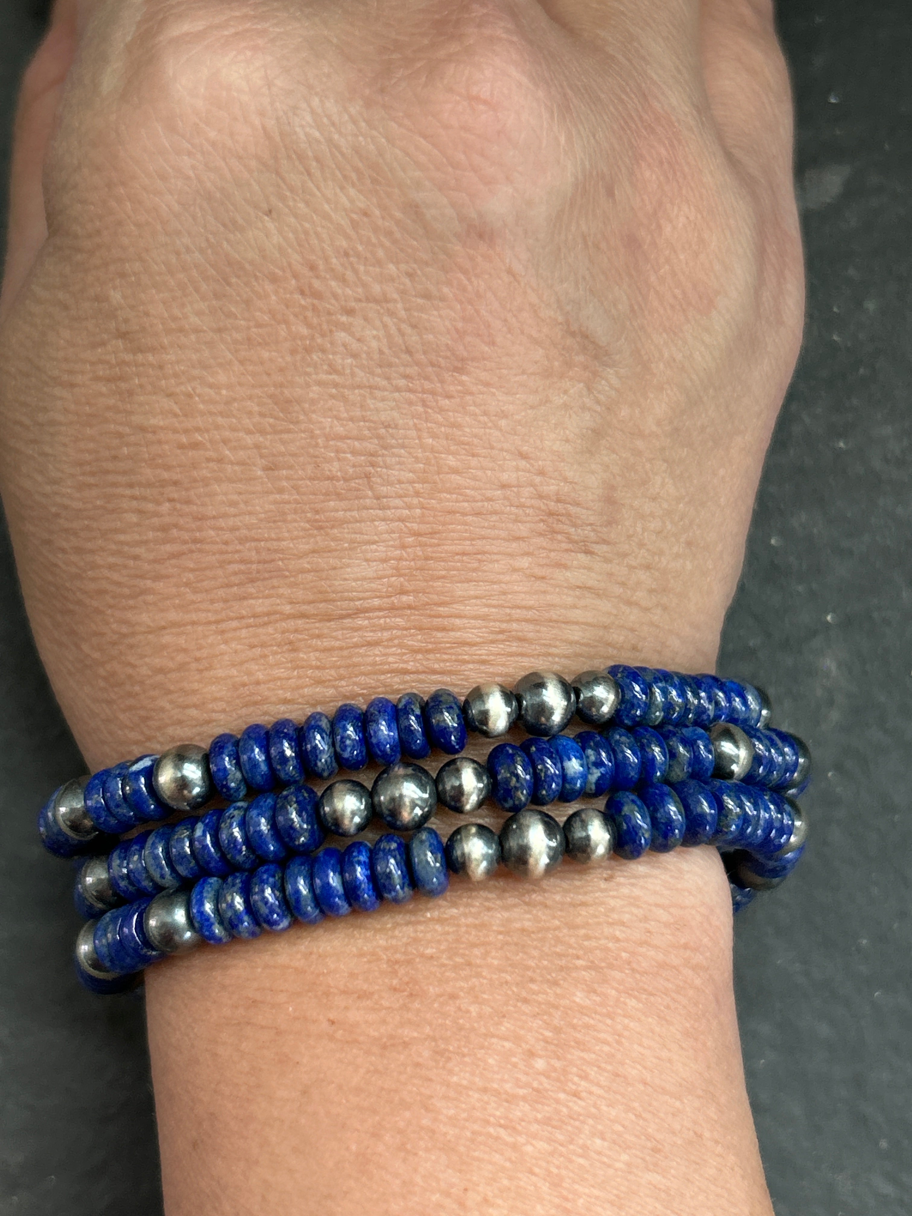 Lapis Lazuli Stretchy Stacker Bracelet Style #1