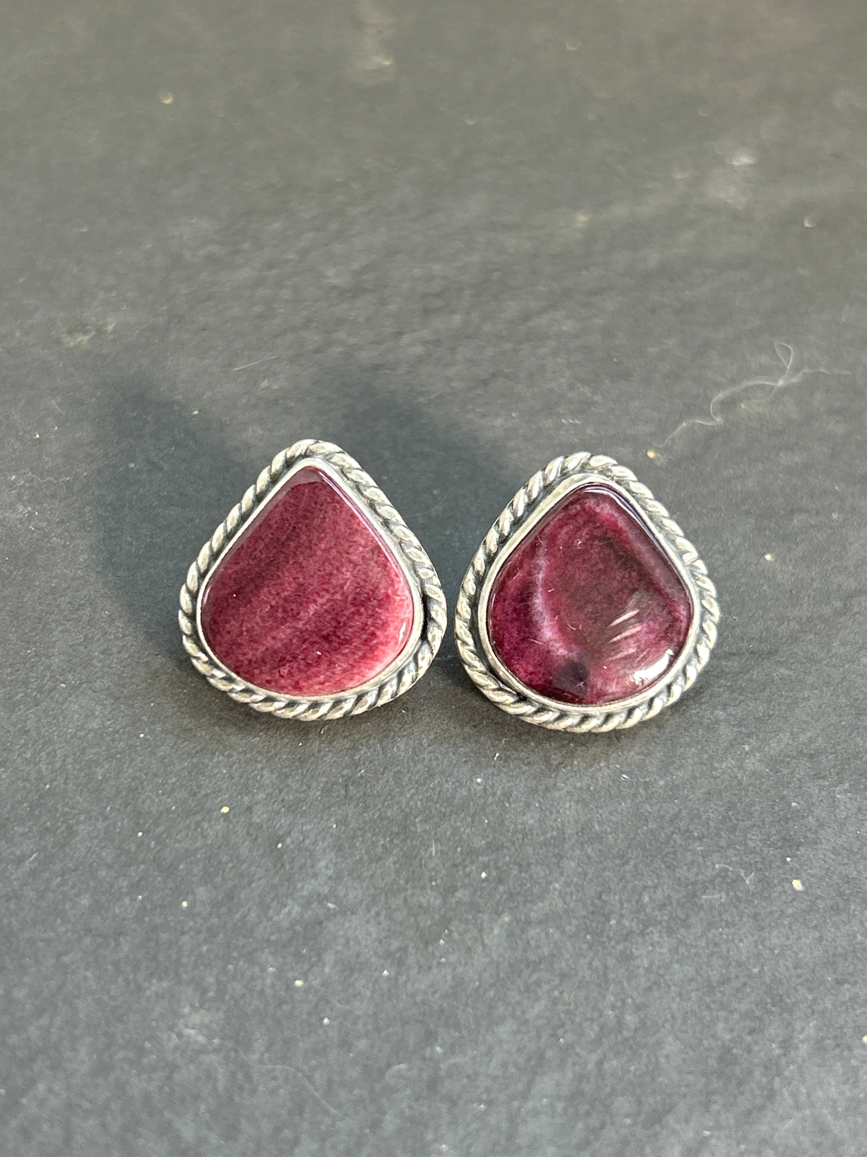 Purple Spiny Oyster Stud Earrings