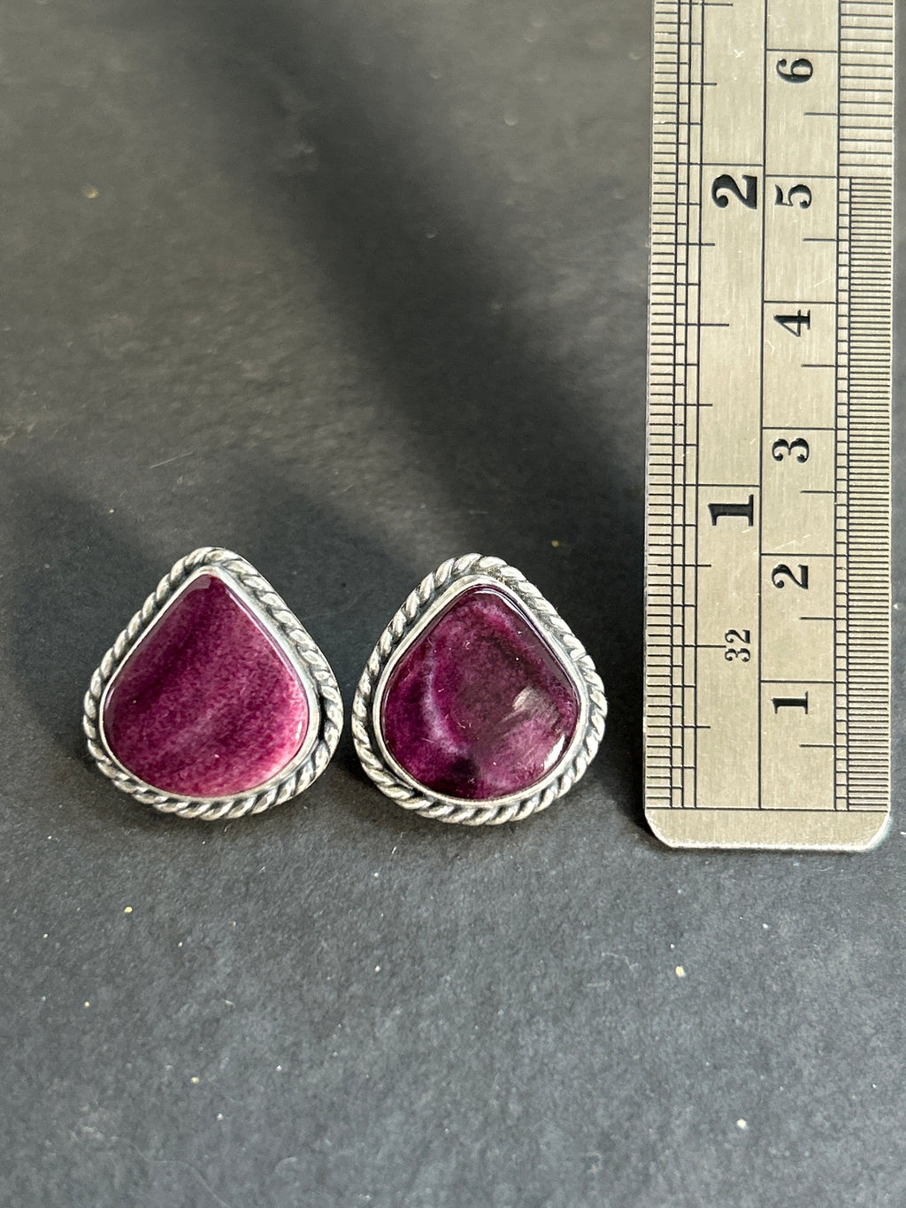 Purple Spiny Oyster Stud Earrings