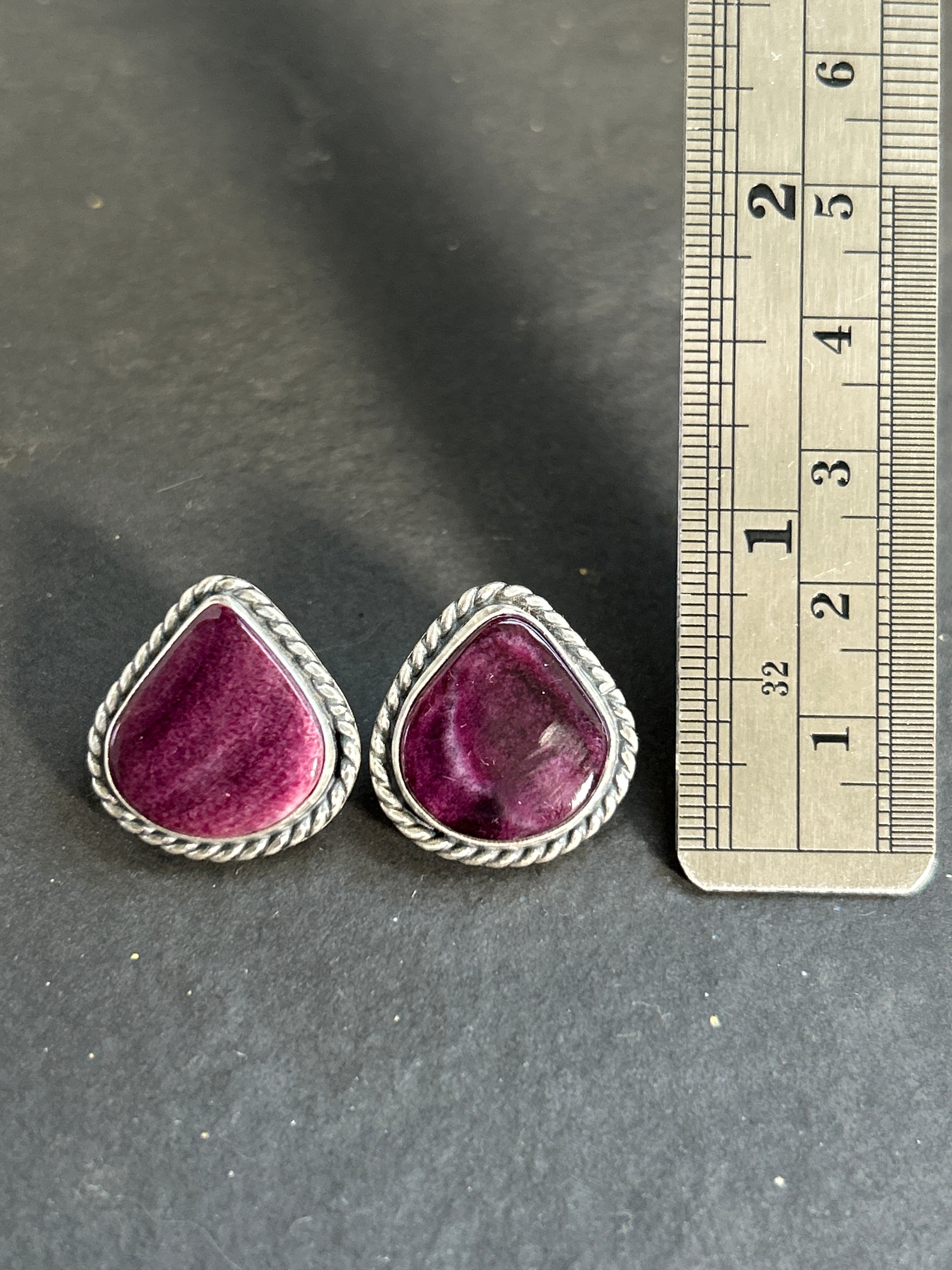 Purple Spiny Oyster Stud Earrings