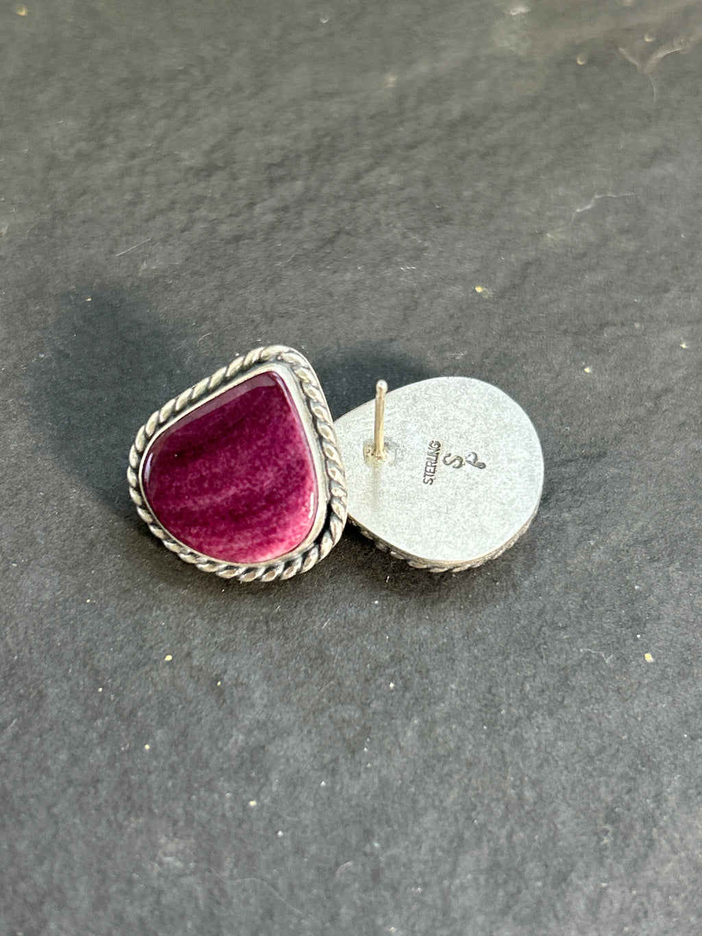 Purple Spiny Oyster Stud Earrings
